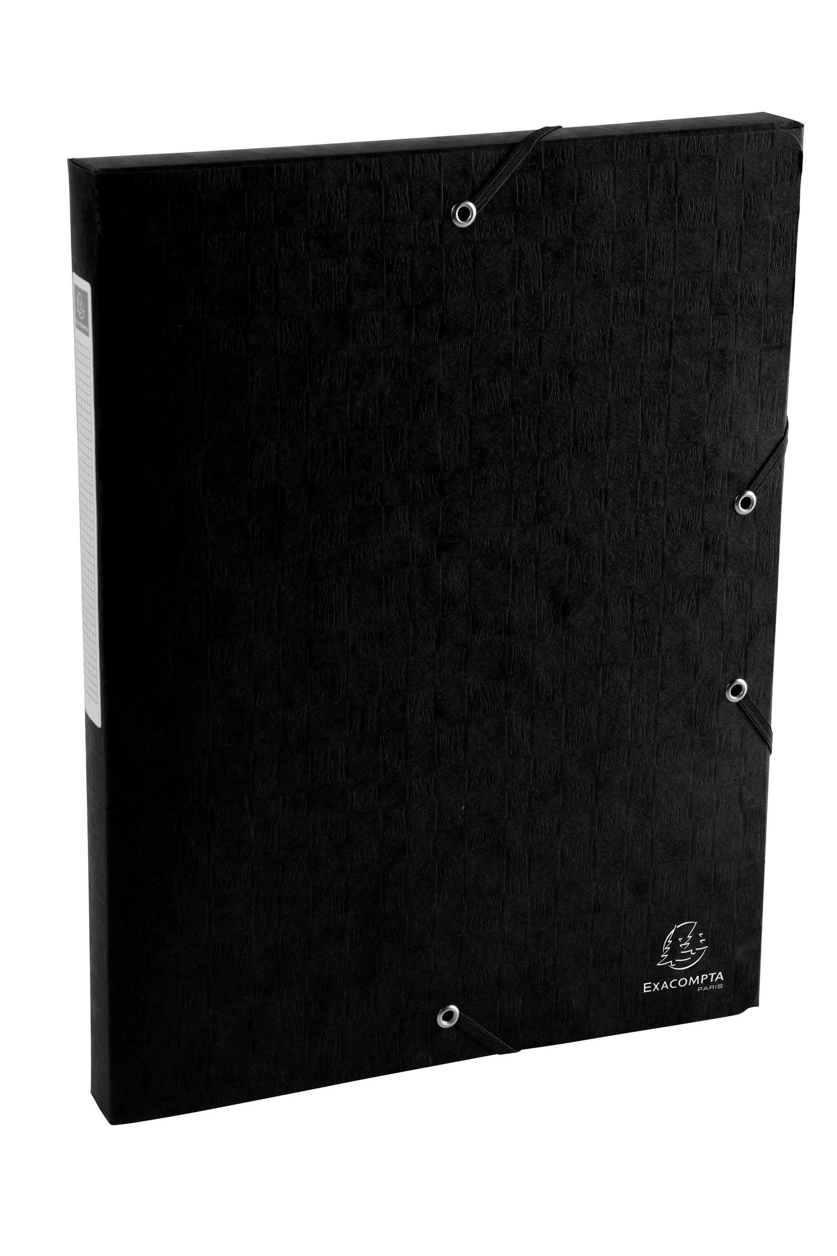 Archivcontainer 10x Archivbox Rücken 25mm + Etikett Karton 600g/qm A4 Schwarz 50701E