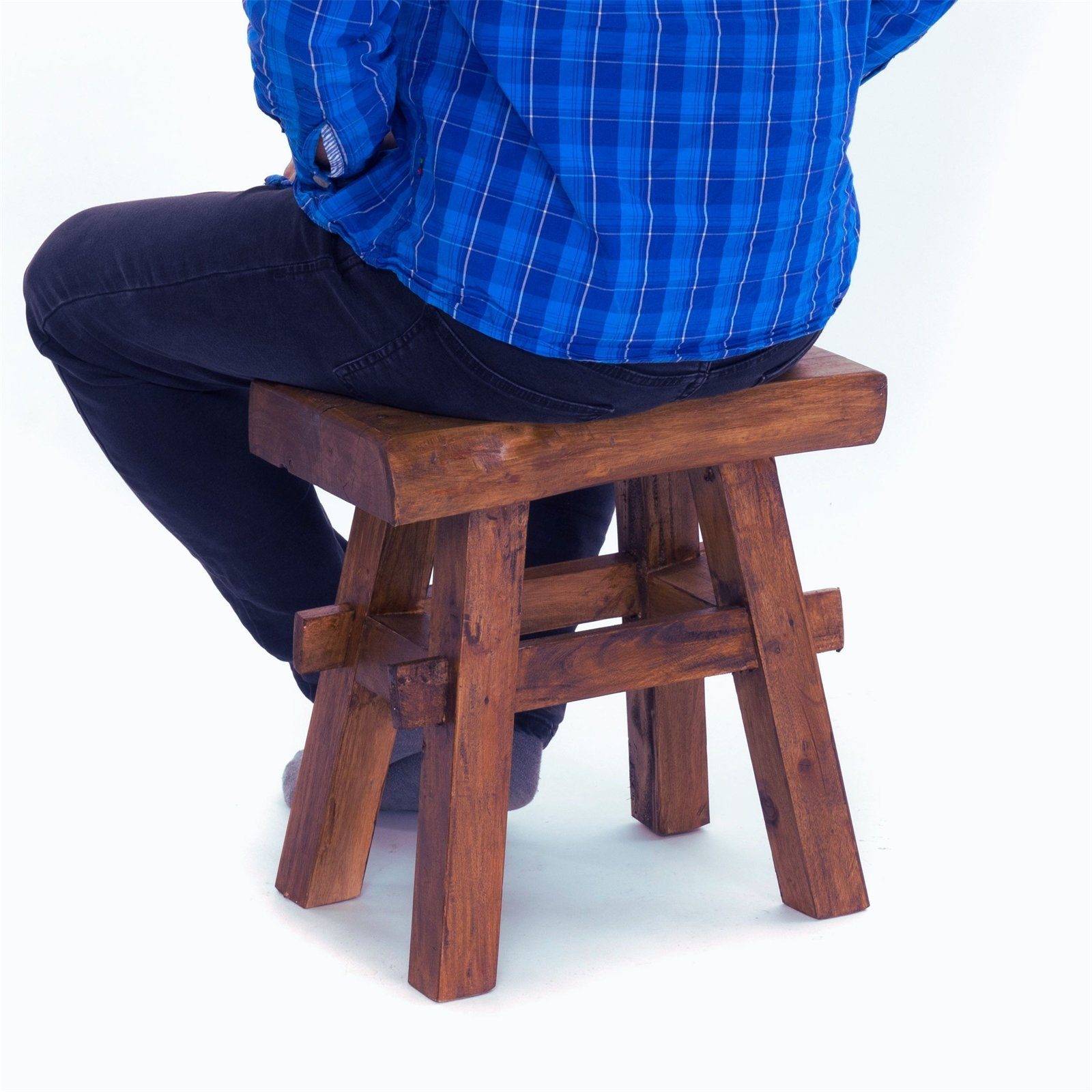 DESIGN DELIGHTS Hocker HOLZ HOCKER "VINTAGE 40", Hartholz, 43x45cm(HxB), Sitzhocker massiv