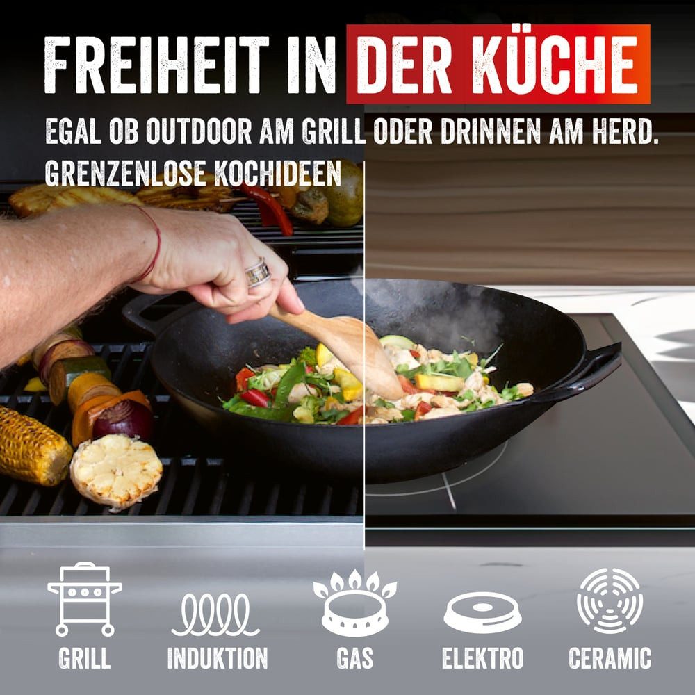 LANDMANN Wok Grillwok BBQ 38x46x13cm Ø 36cm, für den Gasgrill