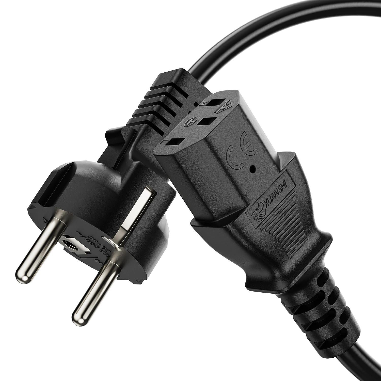 conecto conecto Strom-Kabel, Schutzkontakt-Stecker gerade auf C13 IEC-Buchse Stromkabel, (100 cm)