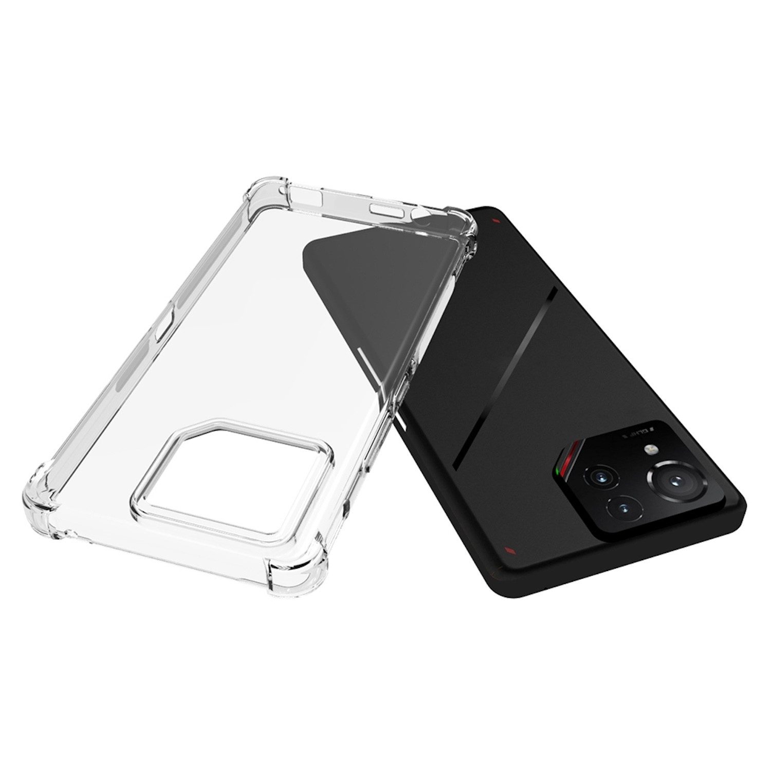 Wigento Handyhülle Für Asus ROG Phone 9 / 9 Pro Schock TPU Schutz Handy Hülle Transparent, Silikon TPU Handy Schutz Hülle verstärkte Ecken
