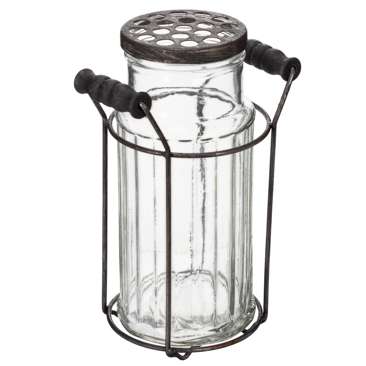 Florists Products Tischvase Vintage Glasflasche mit Metallgestell für Dekoration und