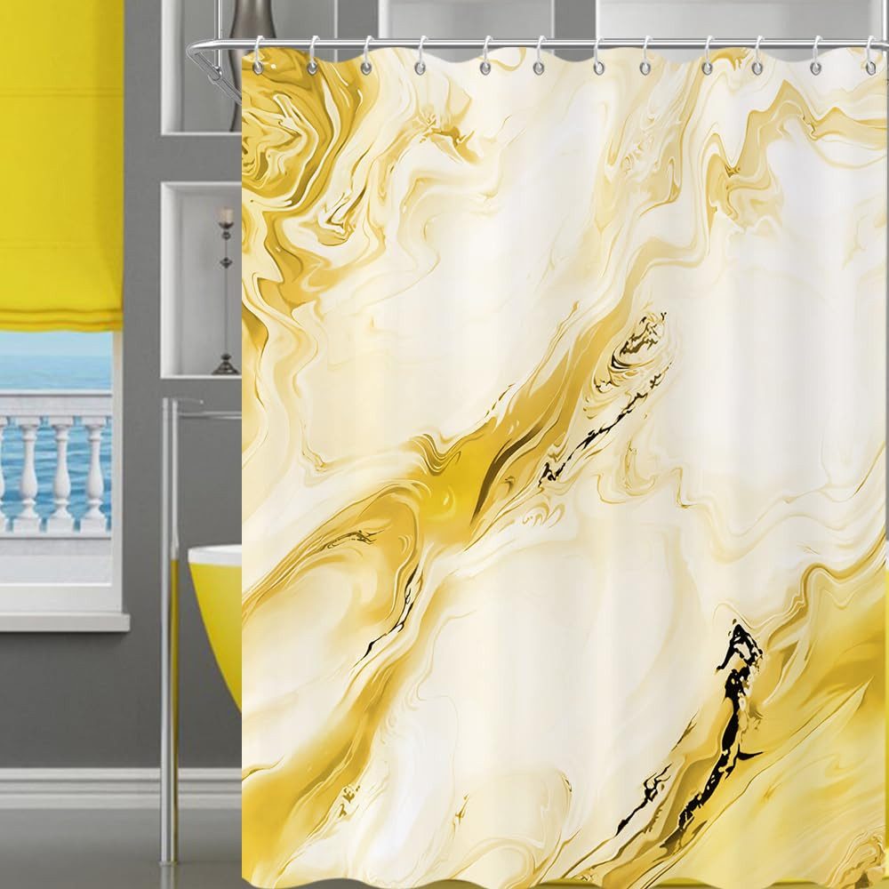 Agger Duschvorhang Modern – Abstrakt Marmor Aquarell Design, Wasserdicht & Waschbar Breite 180 cm (1-tlg), Badvorhang für Dusche & Badewanne