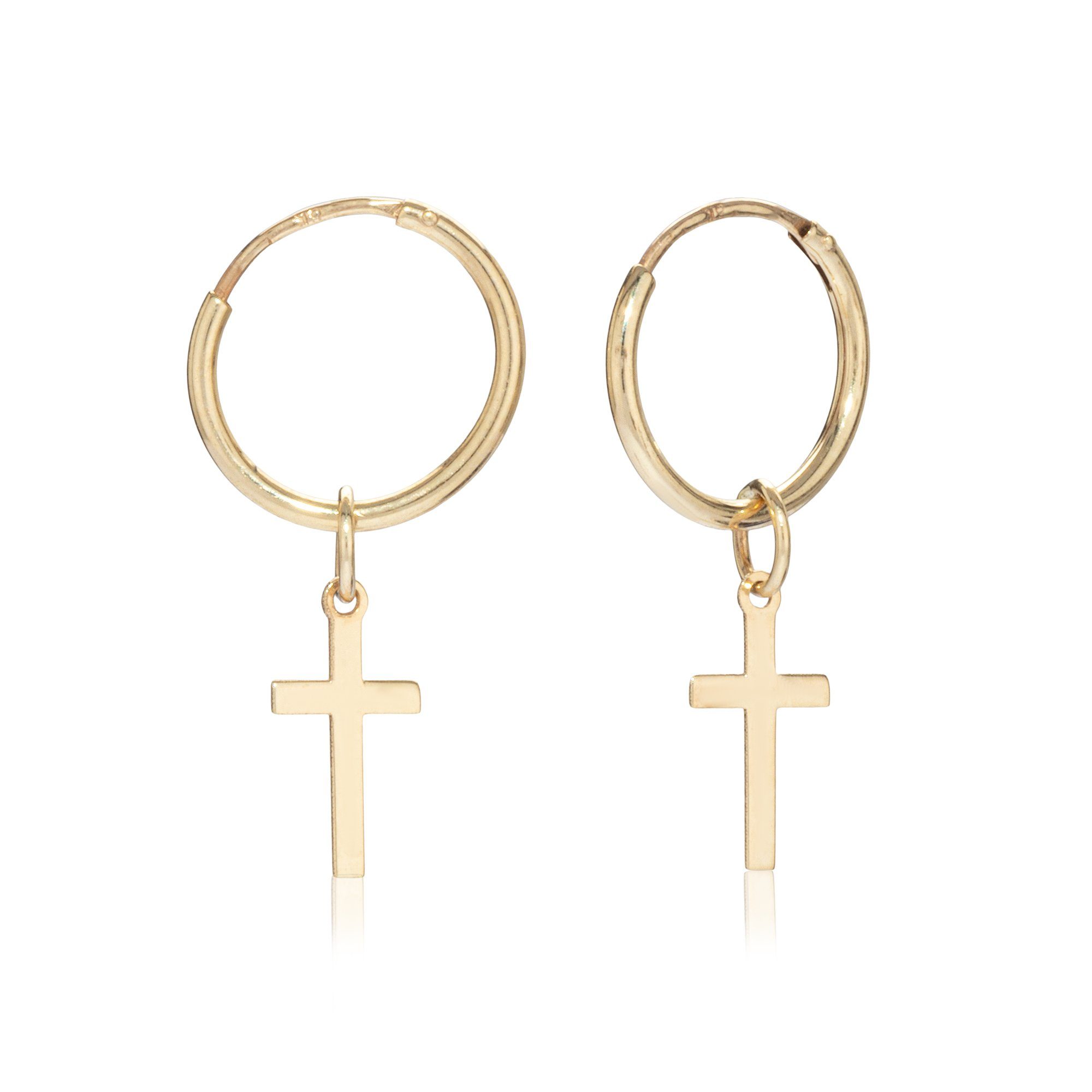 NKlaus Paar Creolen Paar 10mm Gothic Creolen mit Kreuz 333 Gelb Gold 8 (Paa günstig online kaufen