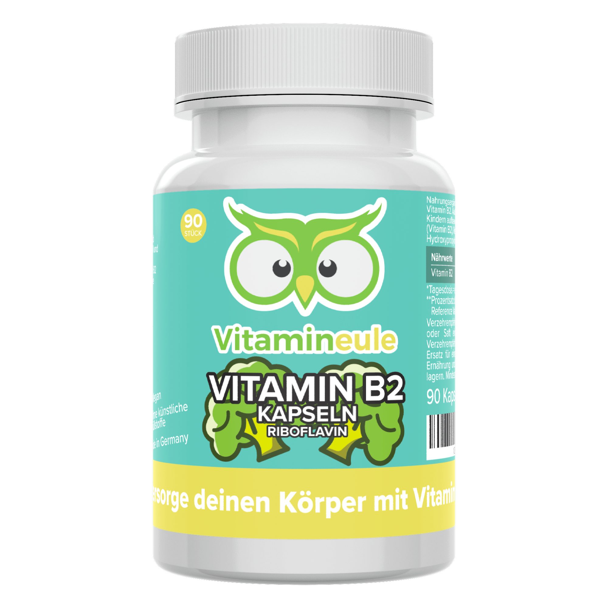 Vitamin B2 Kapseln - 200 mg natürliches Riboflavin - Kapsel