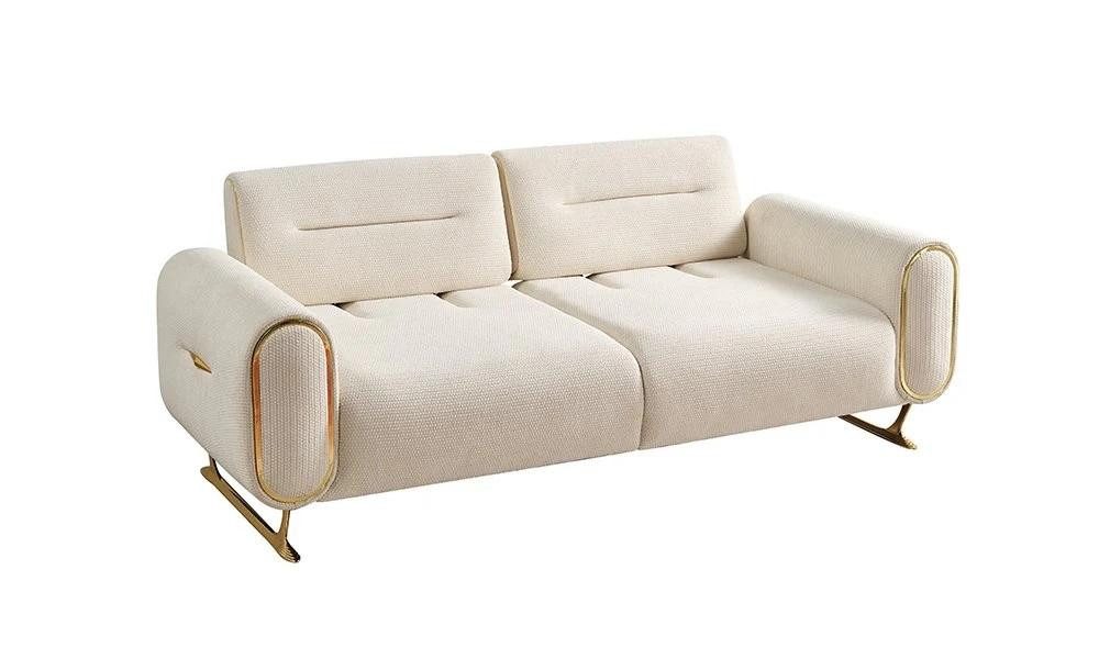 JVmoebel Sitzgruppe Weißes modernes Wohnzimmer-Set 3+3+1-Sitzer Stoffsofas & Sessel, (3-tlg)