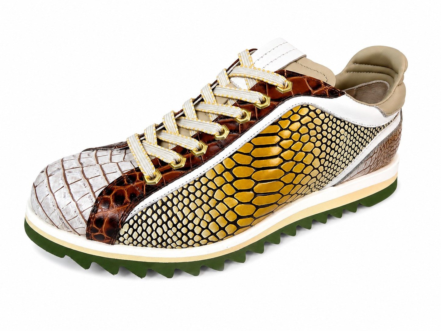 Lorenzi Lorenzi-17601-Square Sneaker Handgefertigt in Italien, Designer Sneaker, Kalbsleder