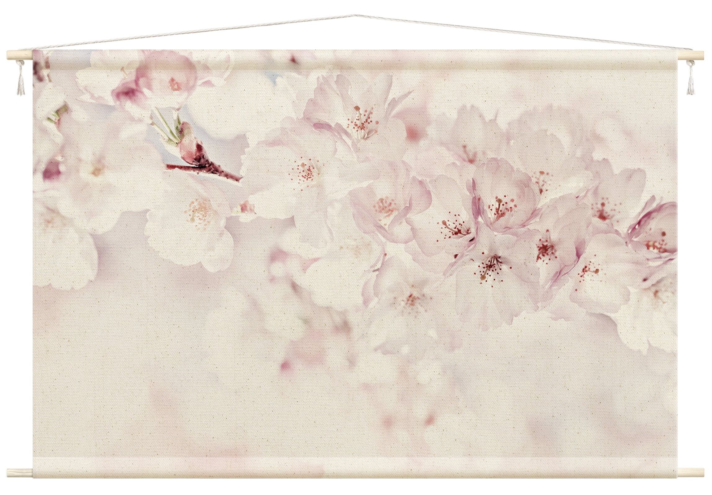 Bilderdepot24 Wandteppich modern Blumen Kirschblüte Landhaus rosa, rechteck günstig online kaufen