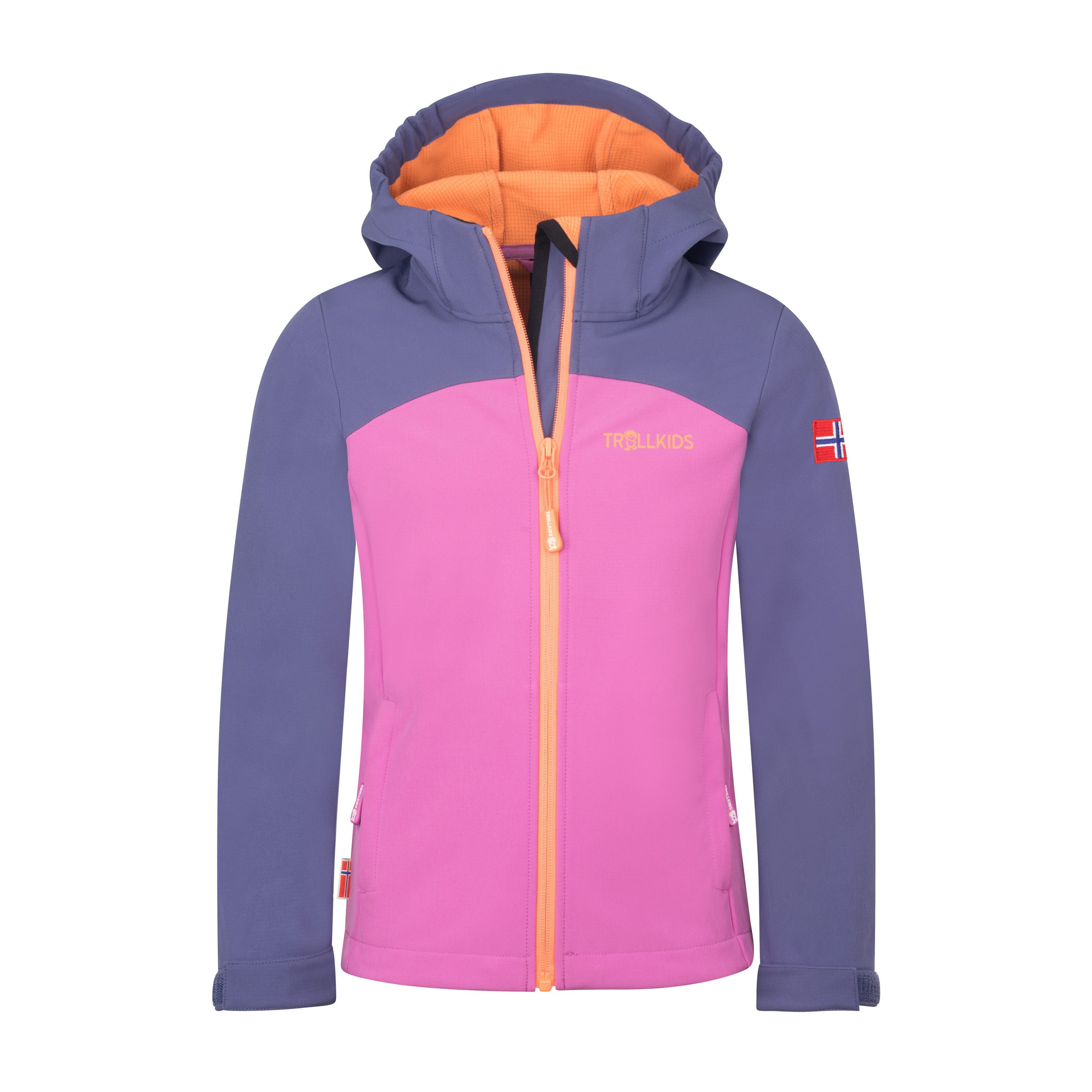 TROLLKIDS Softshelljacke GIRLS KRISTIANSAND JACKET XT für Trekking und sportliche Aktivitäten, wasserabweisend