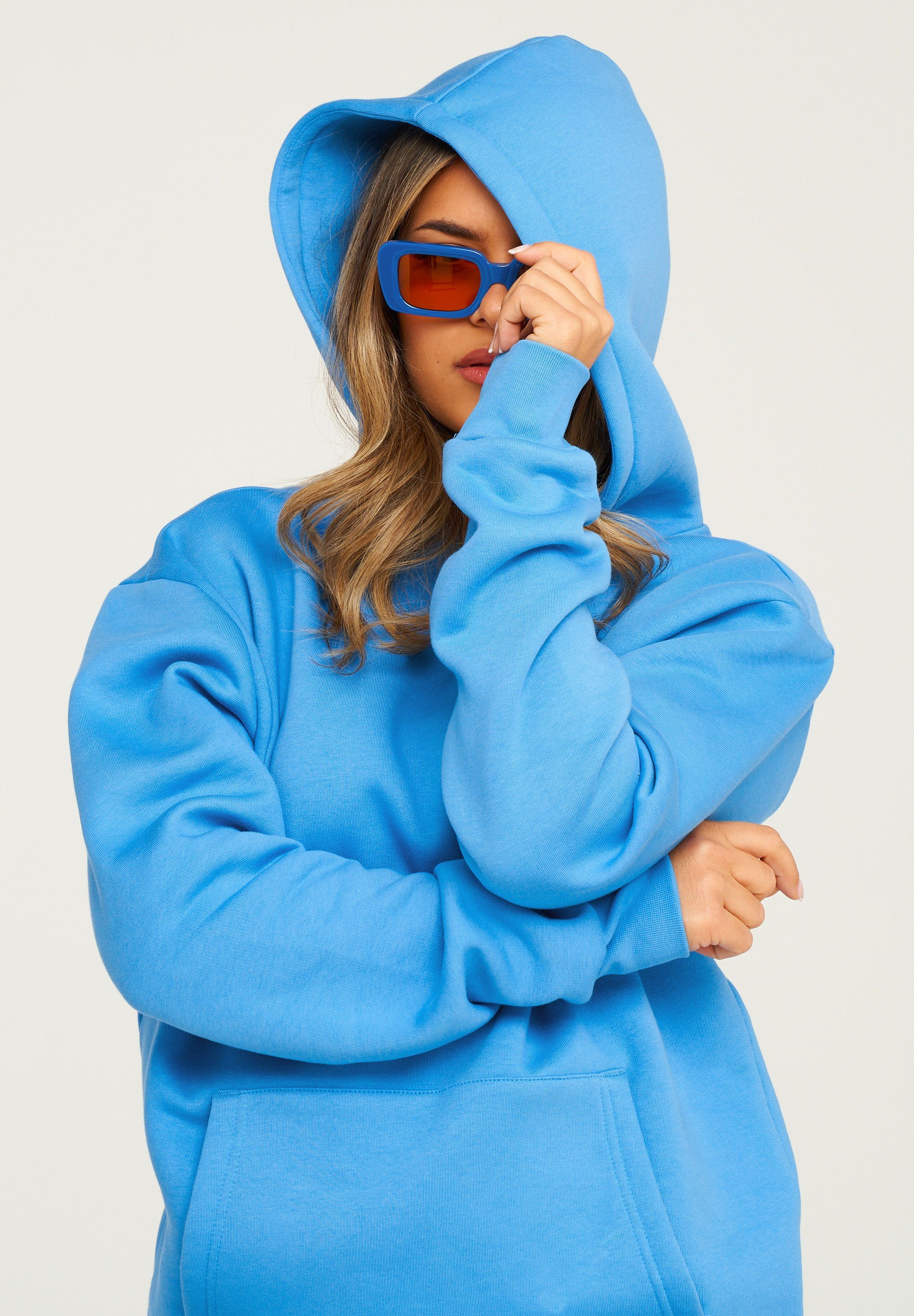 behype Hoodie BHPERTH Damen Basic Oversized Kapuzensweatshirt Raglan Kapuzenpullover Sweater