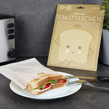 LIVAIA Backpapier Premium Toaster Tüten 10x für Toaster, Backofen, Mikrowelle u. Grill, Ptfe