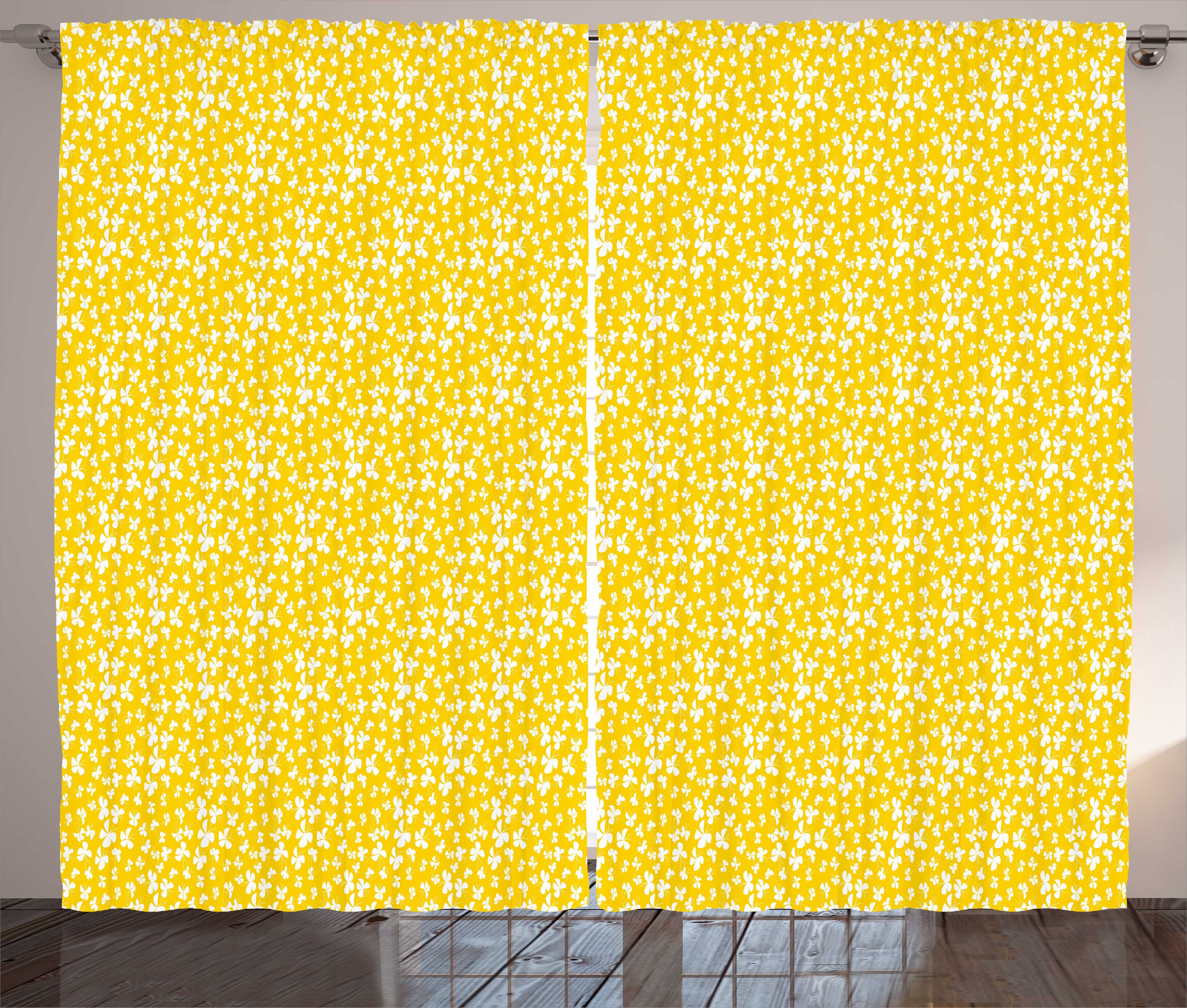 und Haken, Entwurf Gelb mit Gardine Weiß und Schlafzimmer Kräuselband Vorhang Schlaufen Abakuhaus, Schmetterlinge