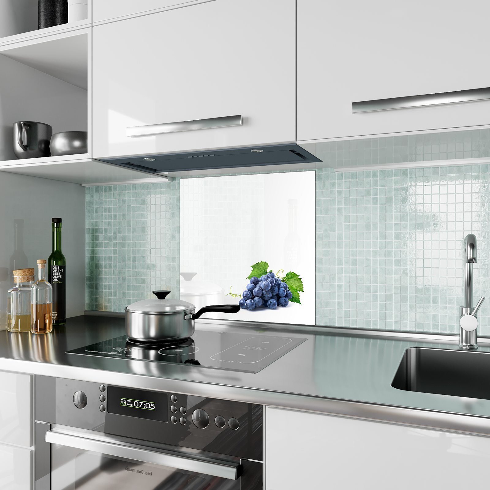 Küchenrückwand mit Heidelbeerenzweige Motiv Glas Küchenrückwand Spritzschutz Primedeco