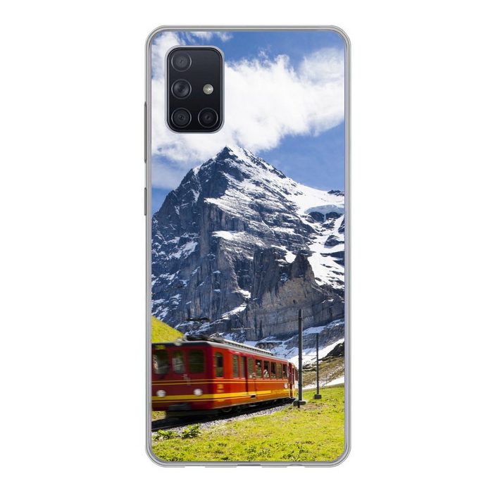 MuchoWow Handyhülle Ein roter Zug mit Bergen im Hintergrund Phone Case Handyhülle Samsung Galaxy A71 Silikon Schutzhülle