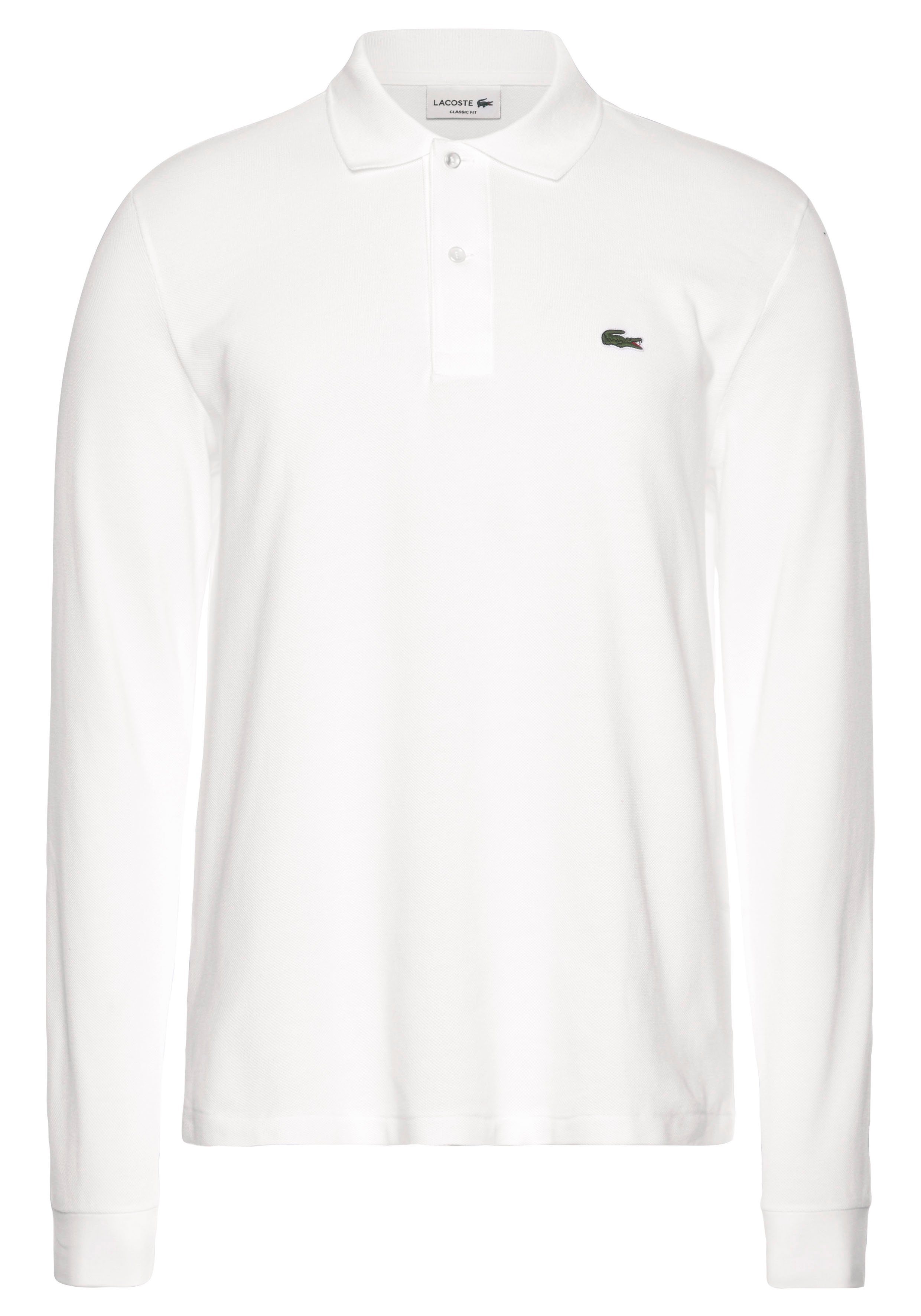Lacoste Langarm-Poloshirt weiß Basic Style