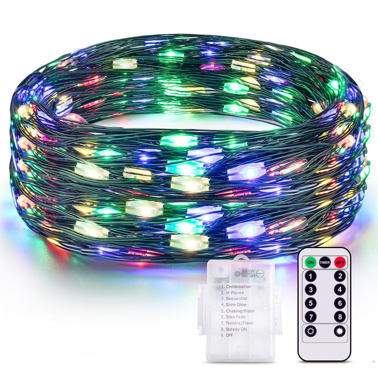 Diyarts LED-Lichterkette, 10M 100LED Wasserdicht mit 8 Fernbedienung Timer Kupferdraht Modi &