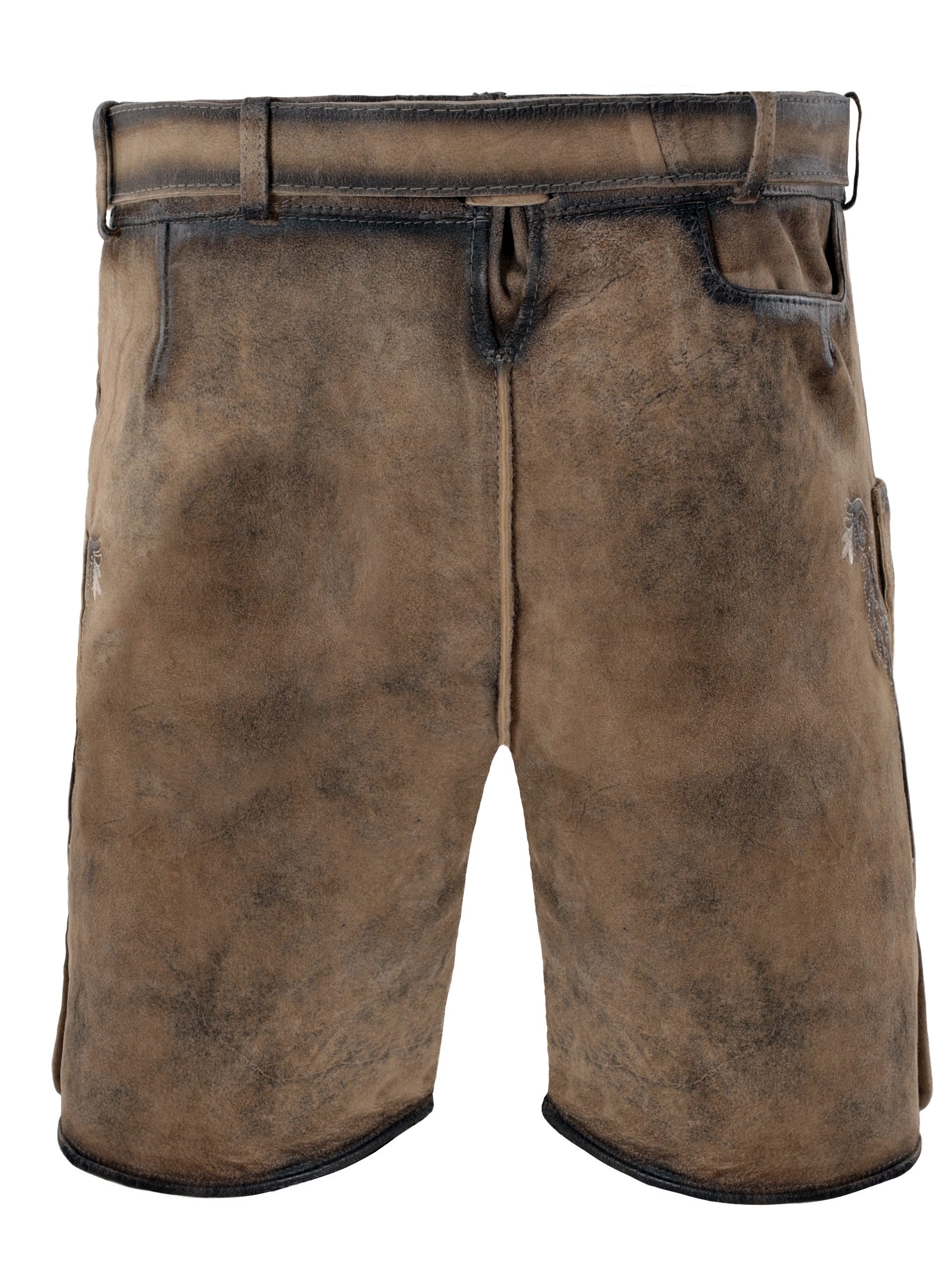 Trachtenlederhose Lederhose kurz Bartholomäus sahara (2-tlg) inkl. Gürtel günstig online kaufen