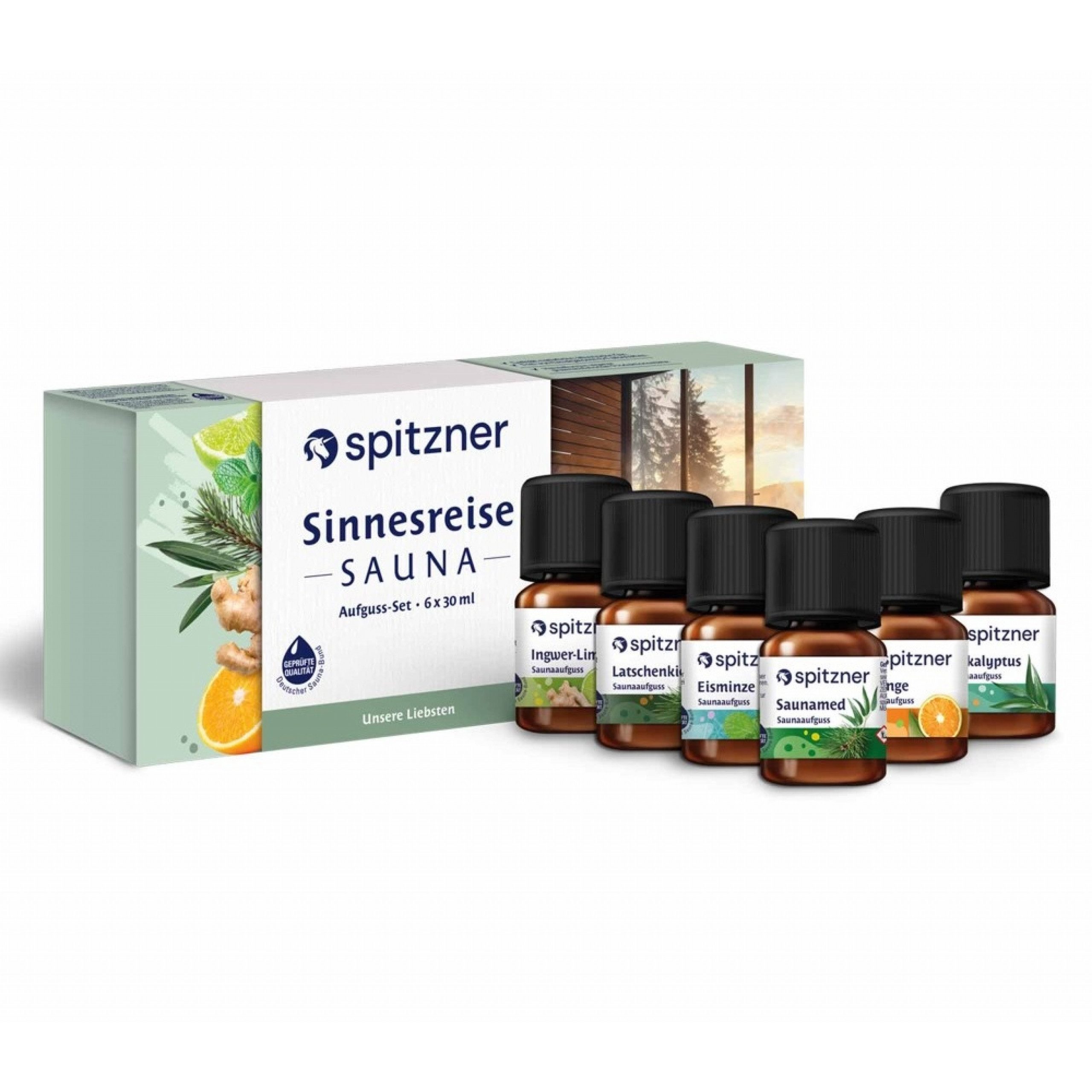 Spitzner Aufgusskonzentrat Spitzner Saunaaufguss-Set Sinnesreise 6x 30ml Aufguss-Set mit