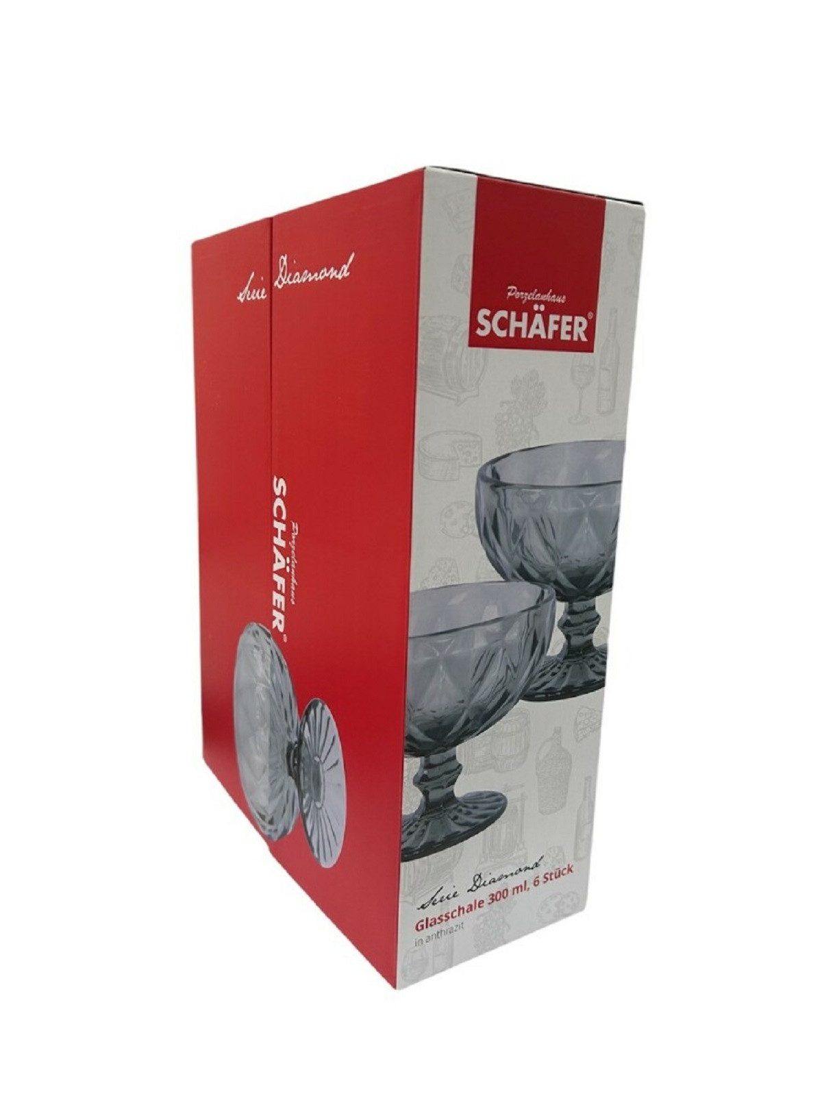 Schäfer Elektronik Schale 6er Set Diamond – 300 ml Eisschalen Set für Desserts und Snacks, Glas, (6-tlg)