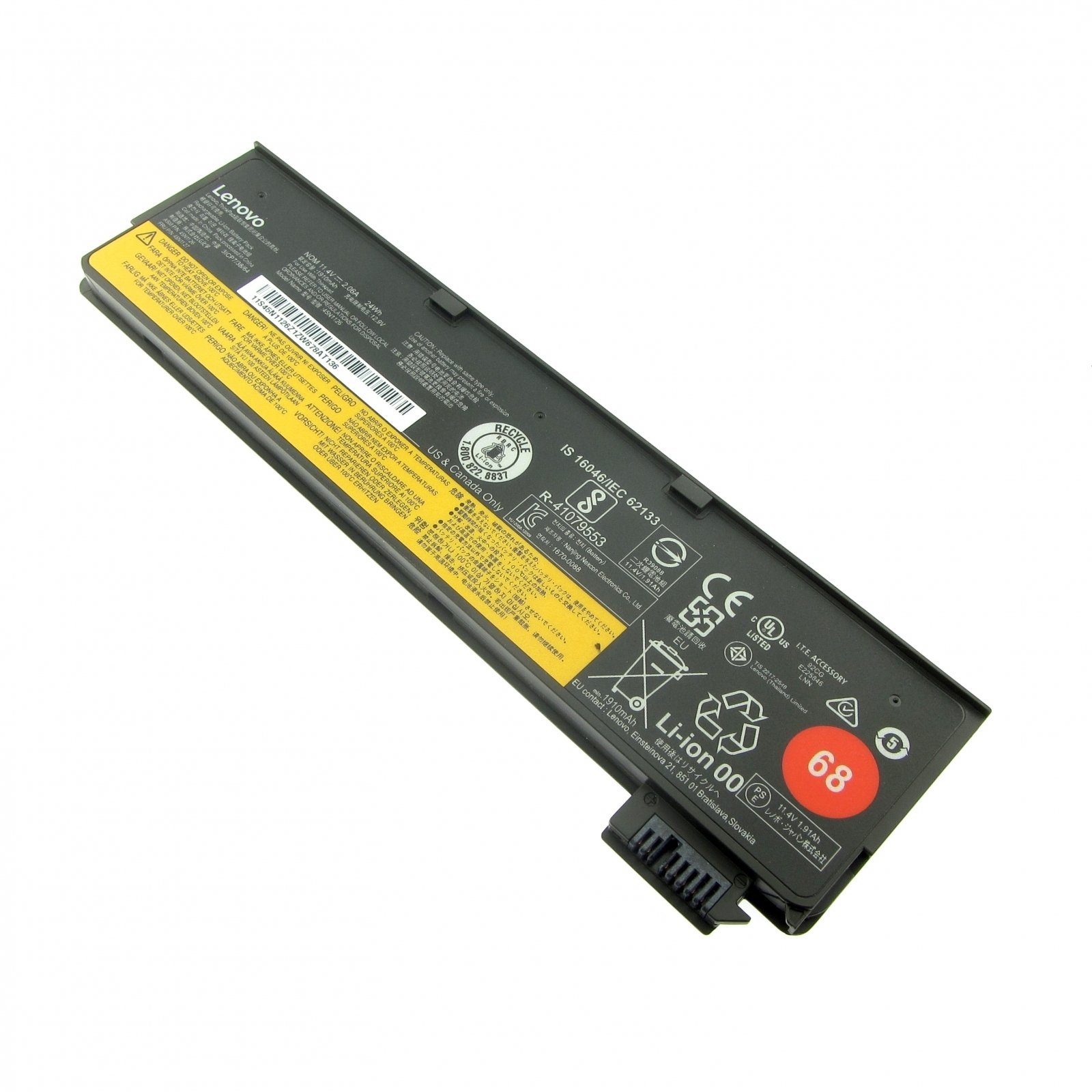 11.4V, ThinkPa Laptop-Akku, Original Lithium-Ionen Battery Zellen, Akku LiIon, 3 Lenovo 24 LENOVO 2090mAh für Wh, (LiIon) 68