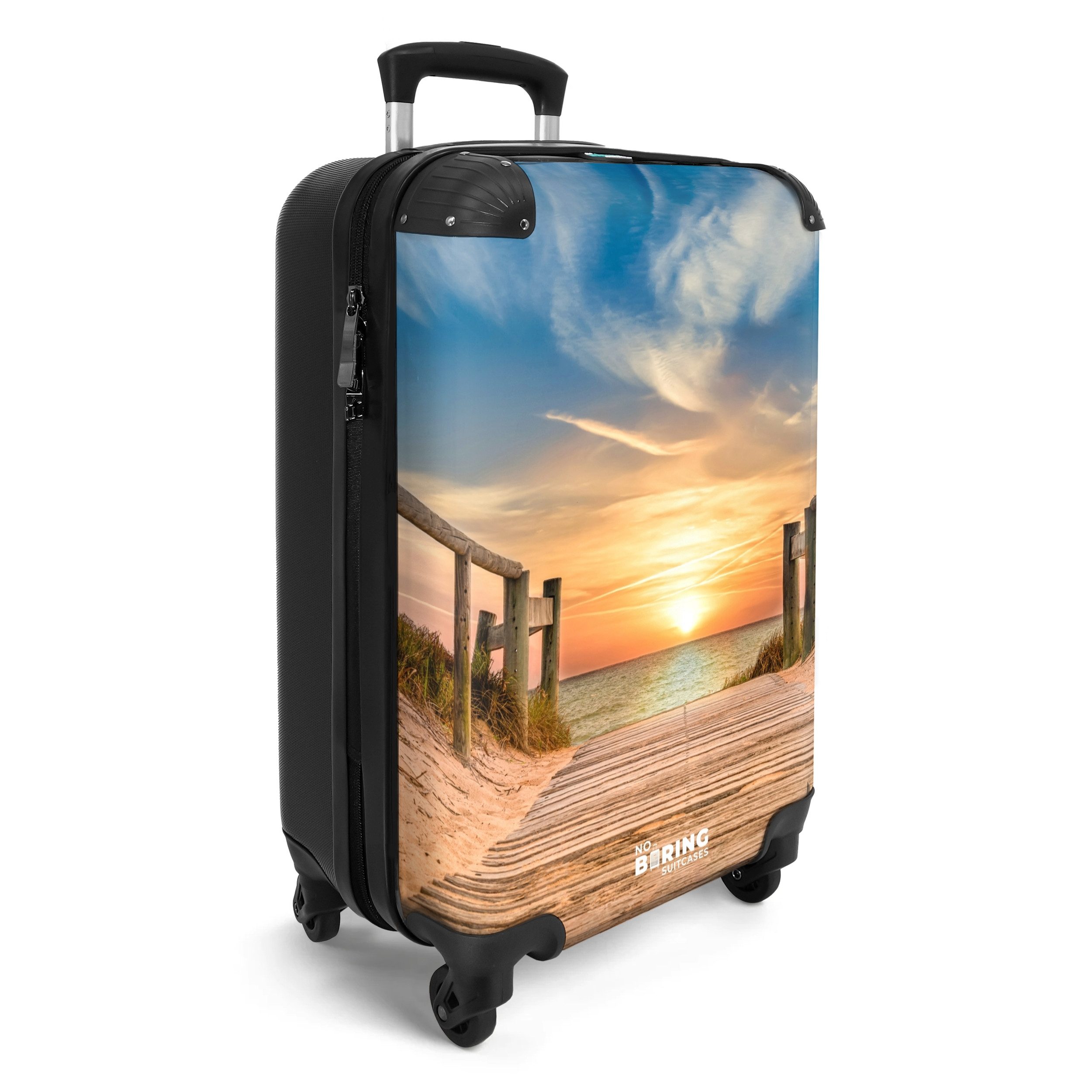 NoBoringSuitcases.com© Hartschalen-Trolley Strandweg bei Sonnenuntergang 55 günstig online kaufen