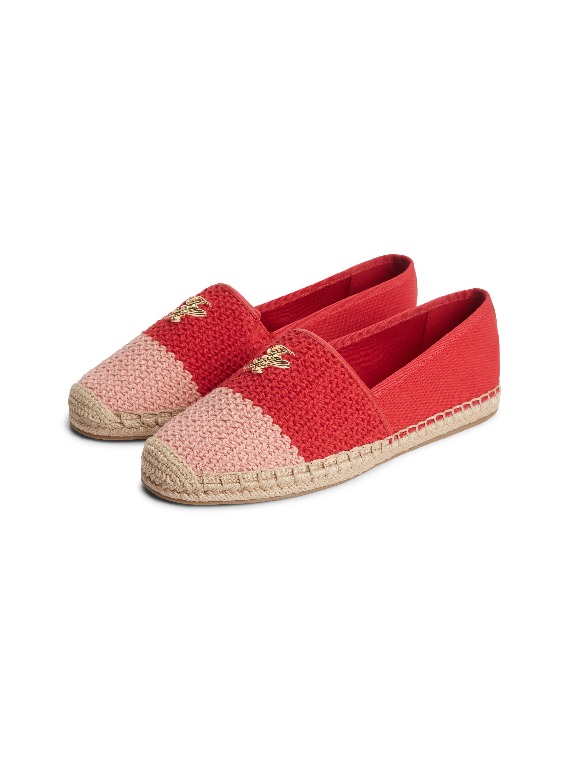 Tommy Hilfiger TH SCRIPT CROCHET ESPADRILLE Espadrille Schlupfschuh, Sommerschuh, mit TH-Schmuckelement, schmale Form