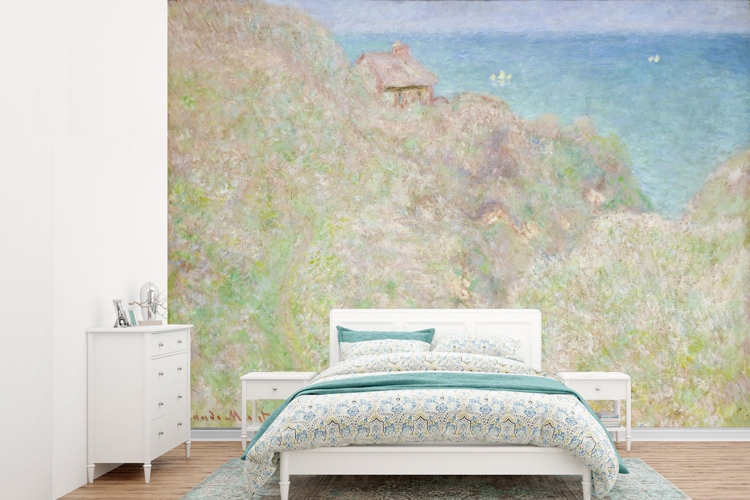 MuchoWow Fototapete Le Petit-Ailly, Varengeville in der Sonne - Gemälde von Claude Monet, Matt, bedruckt, (6 St), Montagefertig Vinyl Tapete für Wohnzimmer, Wandtapete