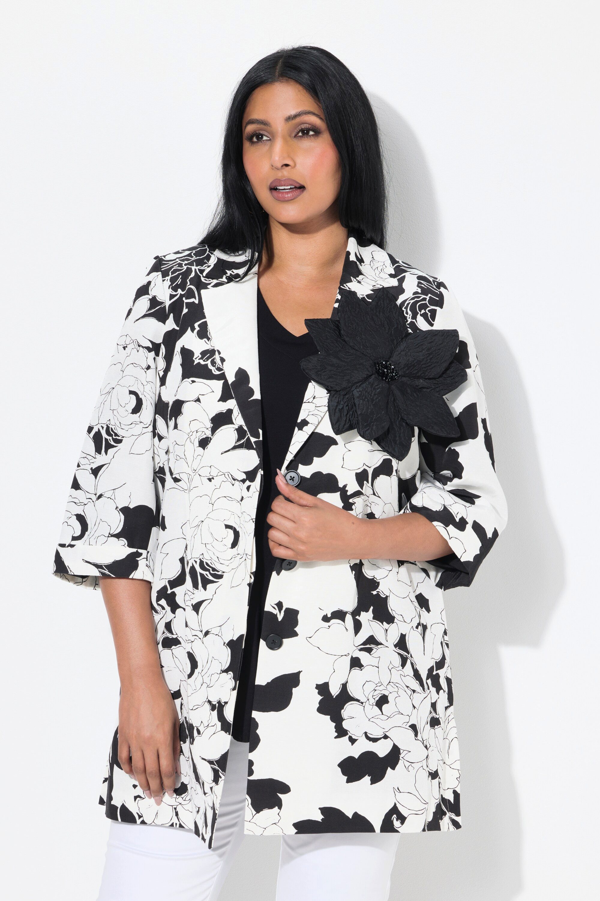 Ulla Popken Sommerjacke Jacke Rippstruktur Reverskragen günstig online kaufen