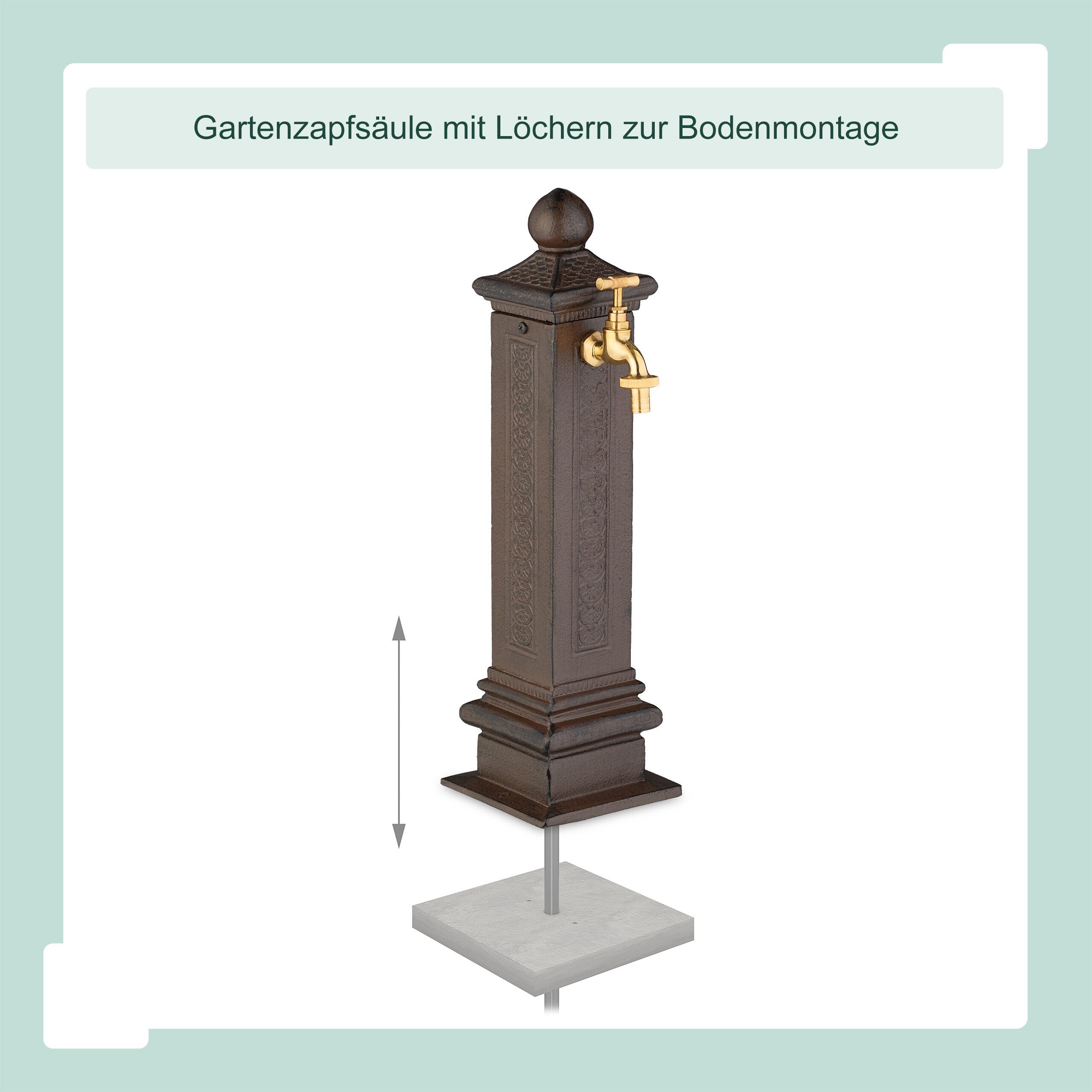 relaxdays Gartenbrunnen Standbrunnen antik 47 cm, 14 cm Breite, (1 tlg), braun – Bild 5 von 5