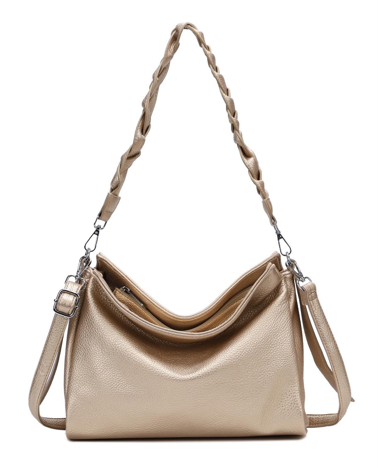 Schultertasche Damen Tasche Shopper FLECHTOPTIK Hobo Bag Umhängetasche Crossover