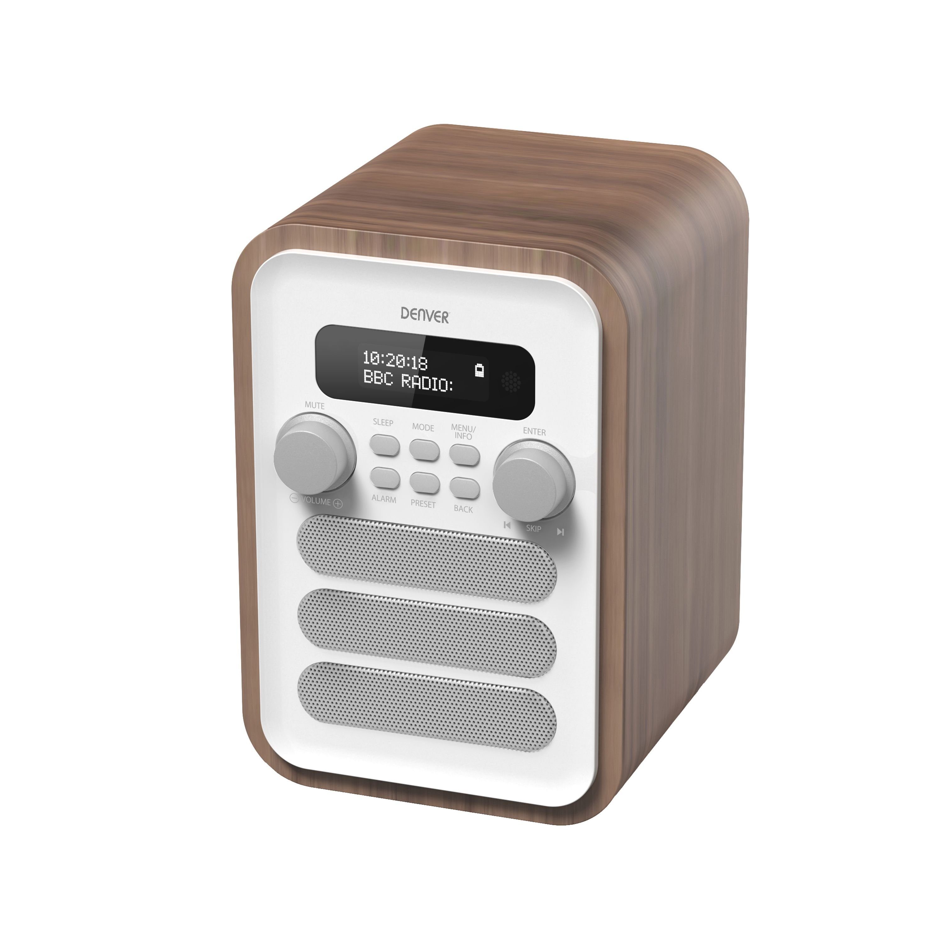 Denver DAB-48 WHITE Radio (DAB UKW Radio mit Weckfunktion, Bluetooth und Kopfhörerausgang)