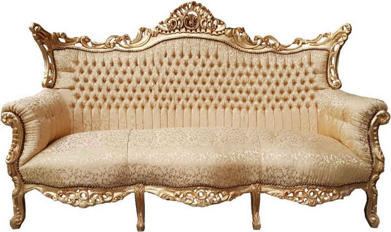 Casa Padrino 3-Sitzer Barock 3er Sofa Gold Muster / Gold - Wohnzimmer Möbel Couch Lounge