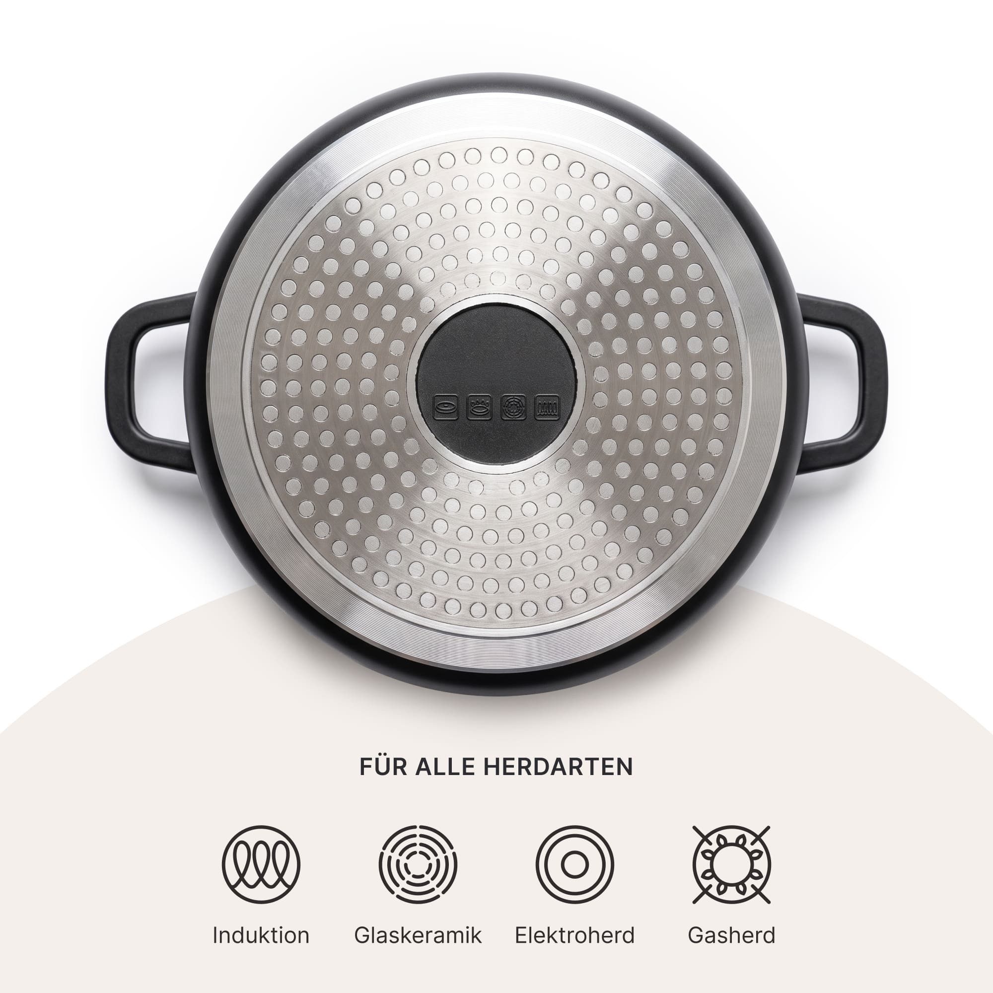 Cheffinger Kochtopf Aluguss Kochtopf 28 cm 6 L Suppentopf Antihaftbeschichtung Induktion, Aluguss, induktionsgeeignet