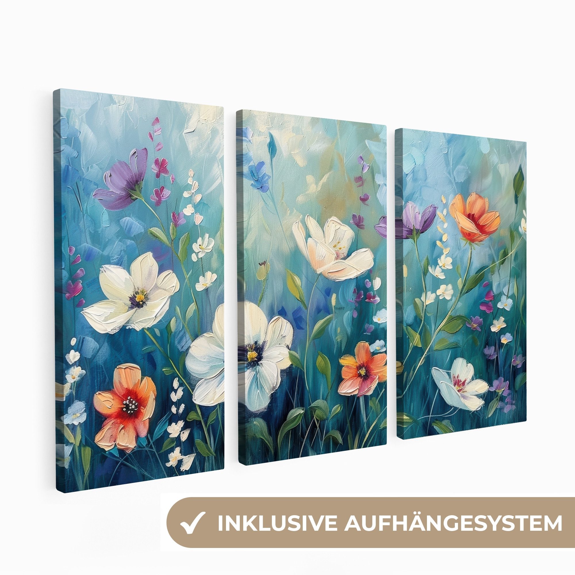 Leinwandbild Blumen - Bunt - Blau - Natur