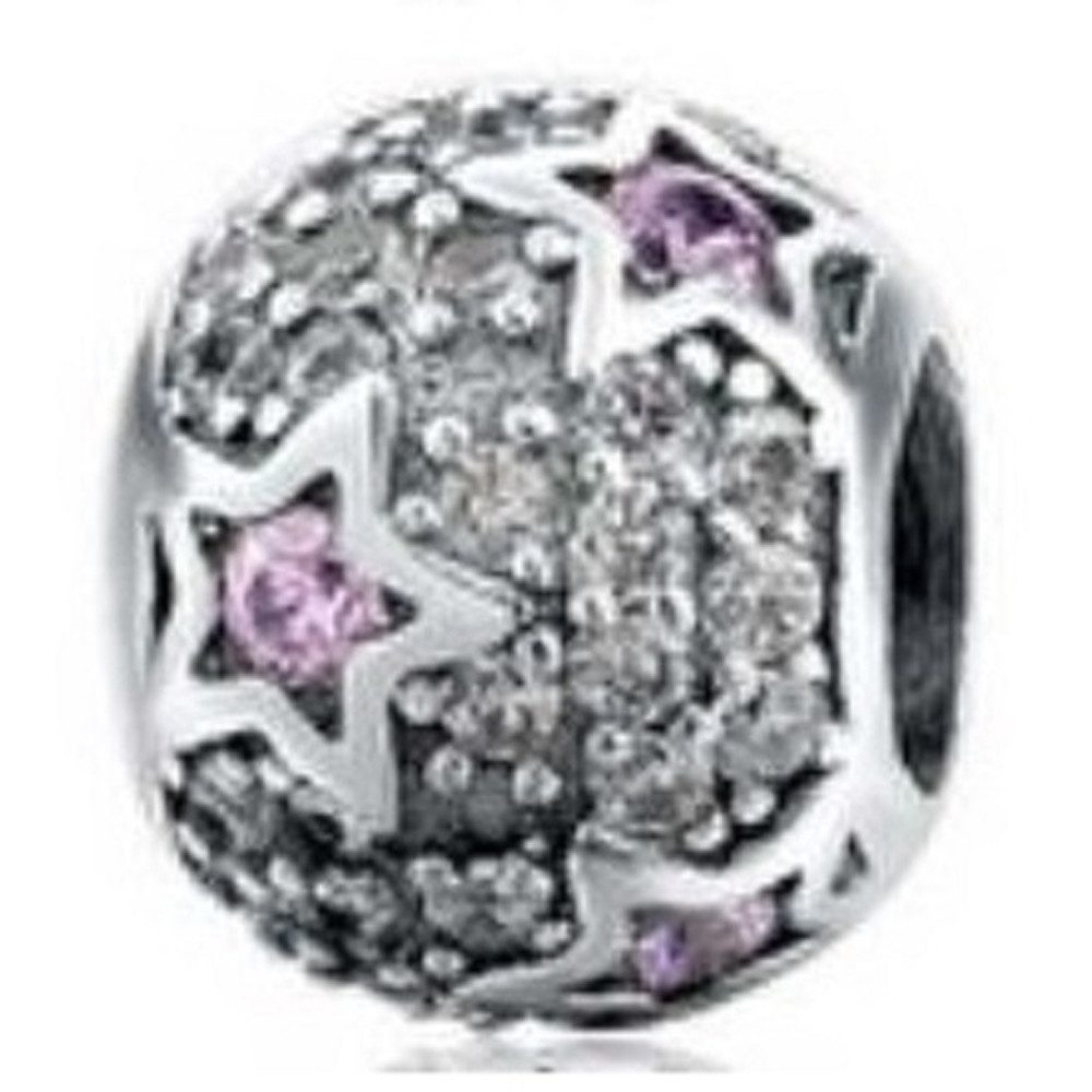 PANDACHARMS Bead Rosa Sterne Charm für Charm Armband, 925er Sterling Silber, Zirkonia