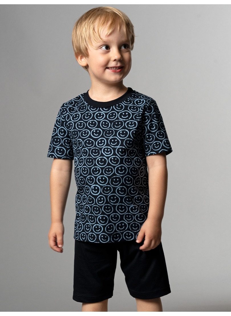 Trigema Schlafanzug TRIGEMA Shorty-Pyjama mit Smiley-Muster (1 tlg)