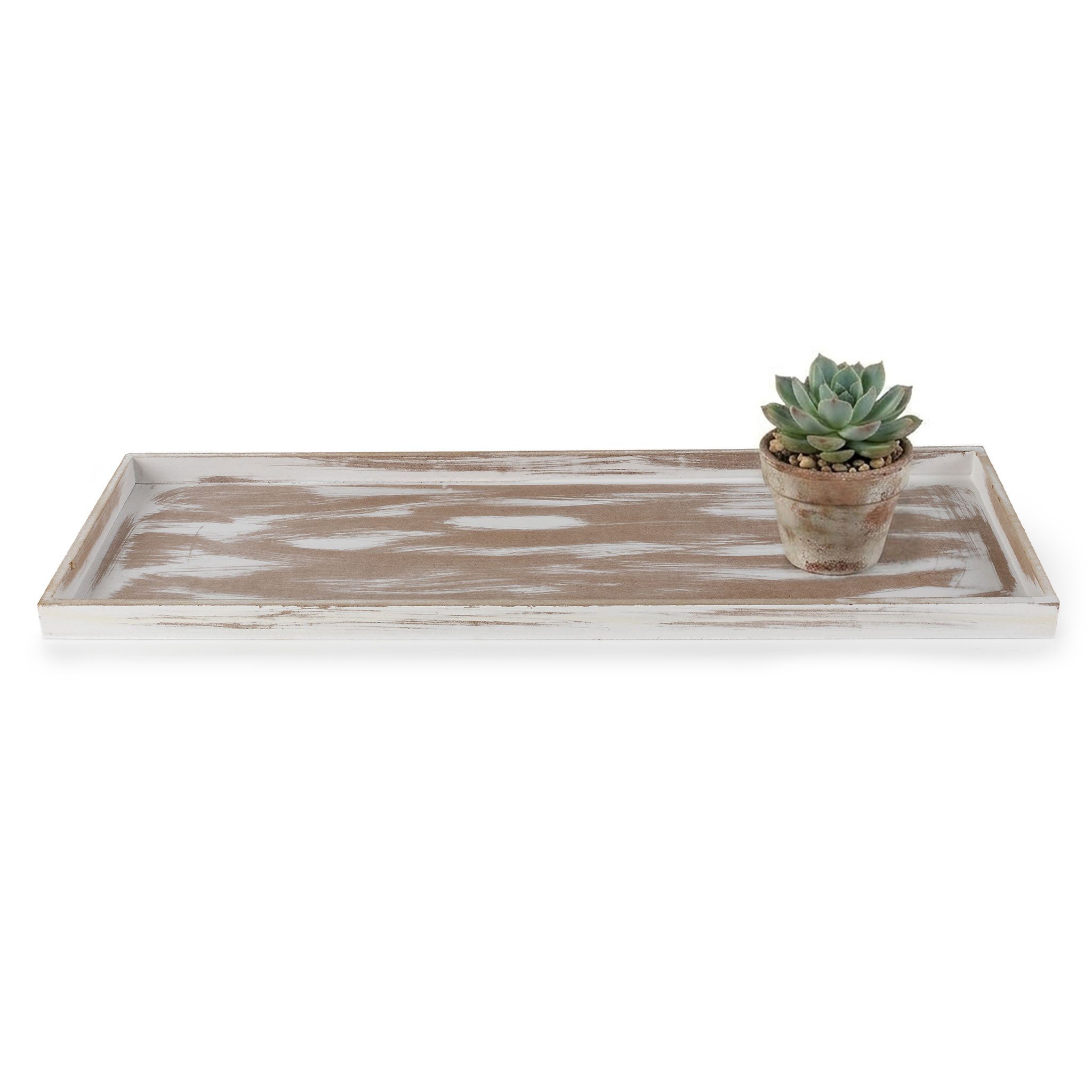 Spetebo Kerzentablett Vintage Holz Tablett shabby weiß - 50 x 17 cm (Stück, 1 St., Deko Tablett), Vintage Tischdeko eckig - Deko Brett für Weihnachten Gestecke Hochzeit