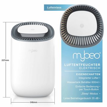 MyBeo Luftentfeuchter, Tank 0,6 l, elektrischer Entfeuchter, Dehumidifier, Peltier Raumentfeuchter