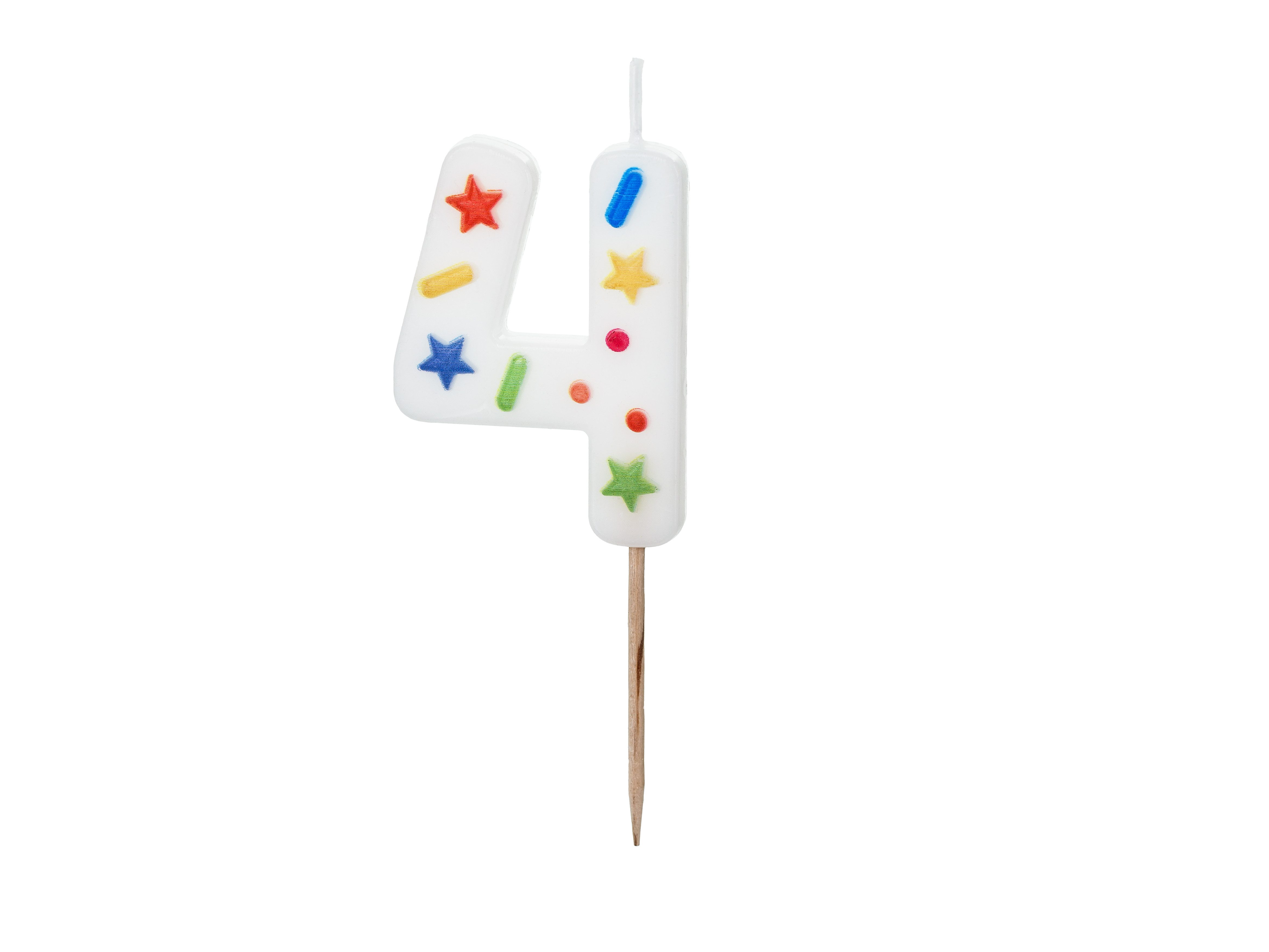 partydeco Geburtstagskerze Kerzenzahl #4, 5,5 cm Weiß Konfetti günstig online kaufen