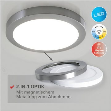 näve LED Deckenleuchte Bonus, mehrere Helligkeitsstufen, LED fest integriert, Kaltweiß, Neutralweiß, Warmweiß, 3 Lichtfarben, 2-in-1-Optik,Ring chrome magetisch abnehmbar