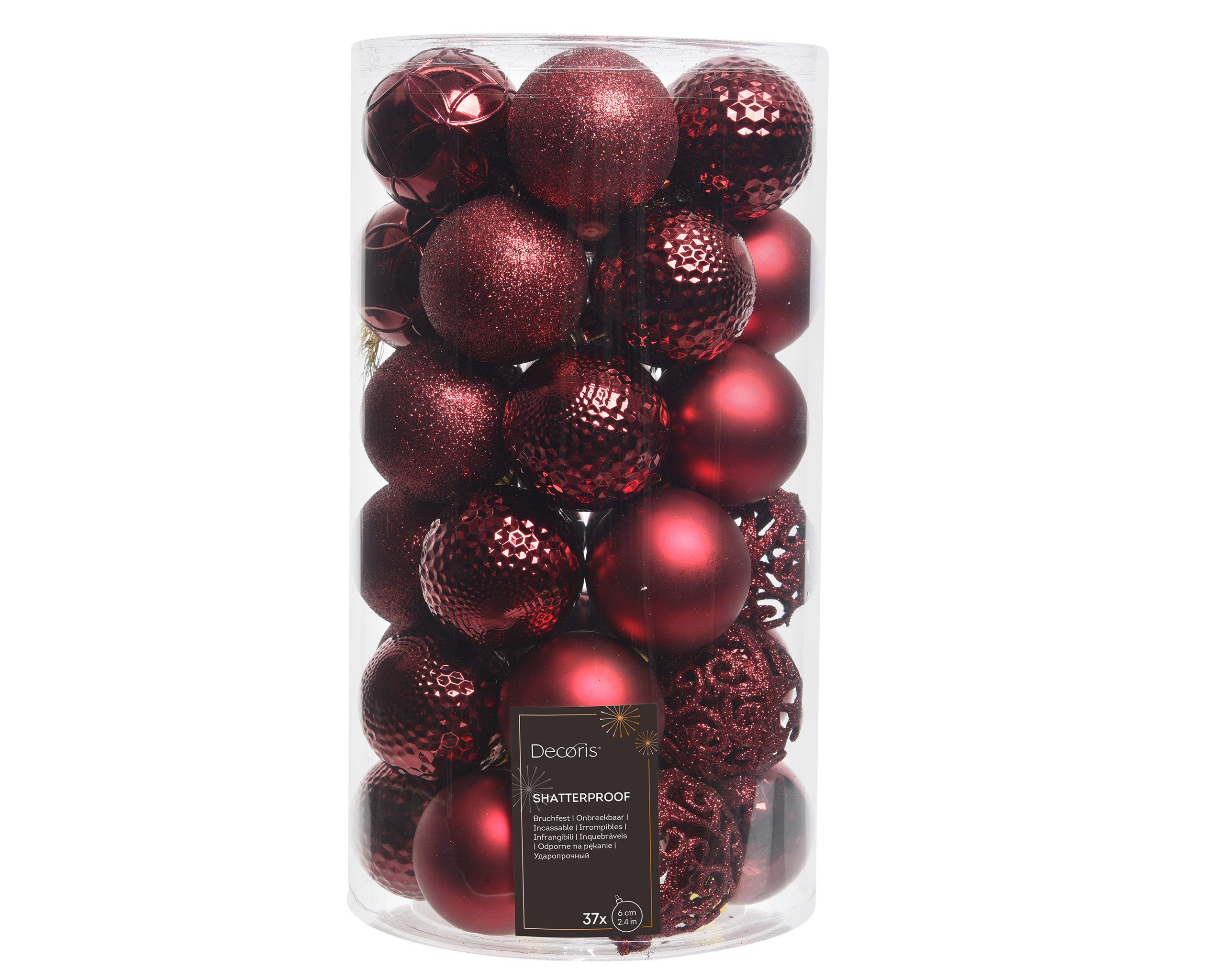 Kaemingk Weihnachtsbaumkugel, Weihnachtskugeln Kunststoff Ornamente 6cm 37er Set - Ochsenblut