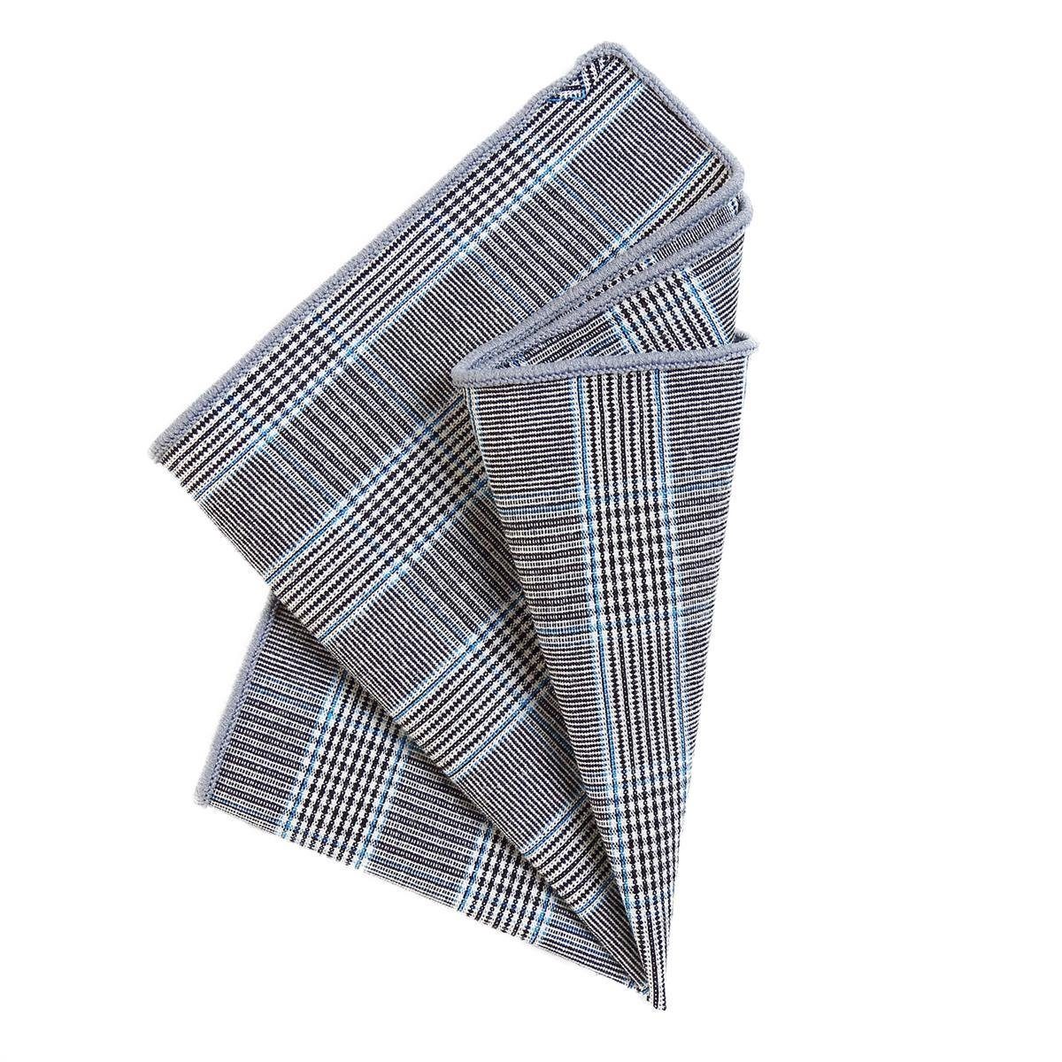 DonDon Einstecktuch DonDon Herren Einstecktuch Taschentuch 23 x 23 cm Baumwolle Tweed, (Packung, 1-St), zum Falten, kariert, Tweed-Look grau-blau