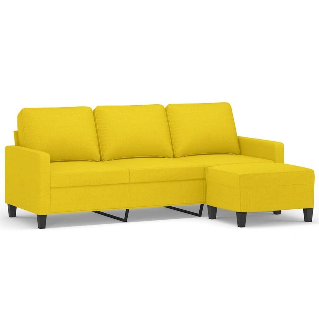 Sofa vidaXL 3-Sitzer-Sofa 180 mit cm Stoff Hocker Hellgelb