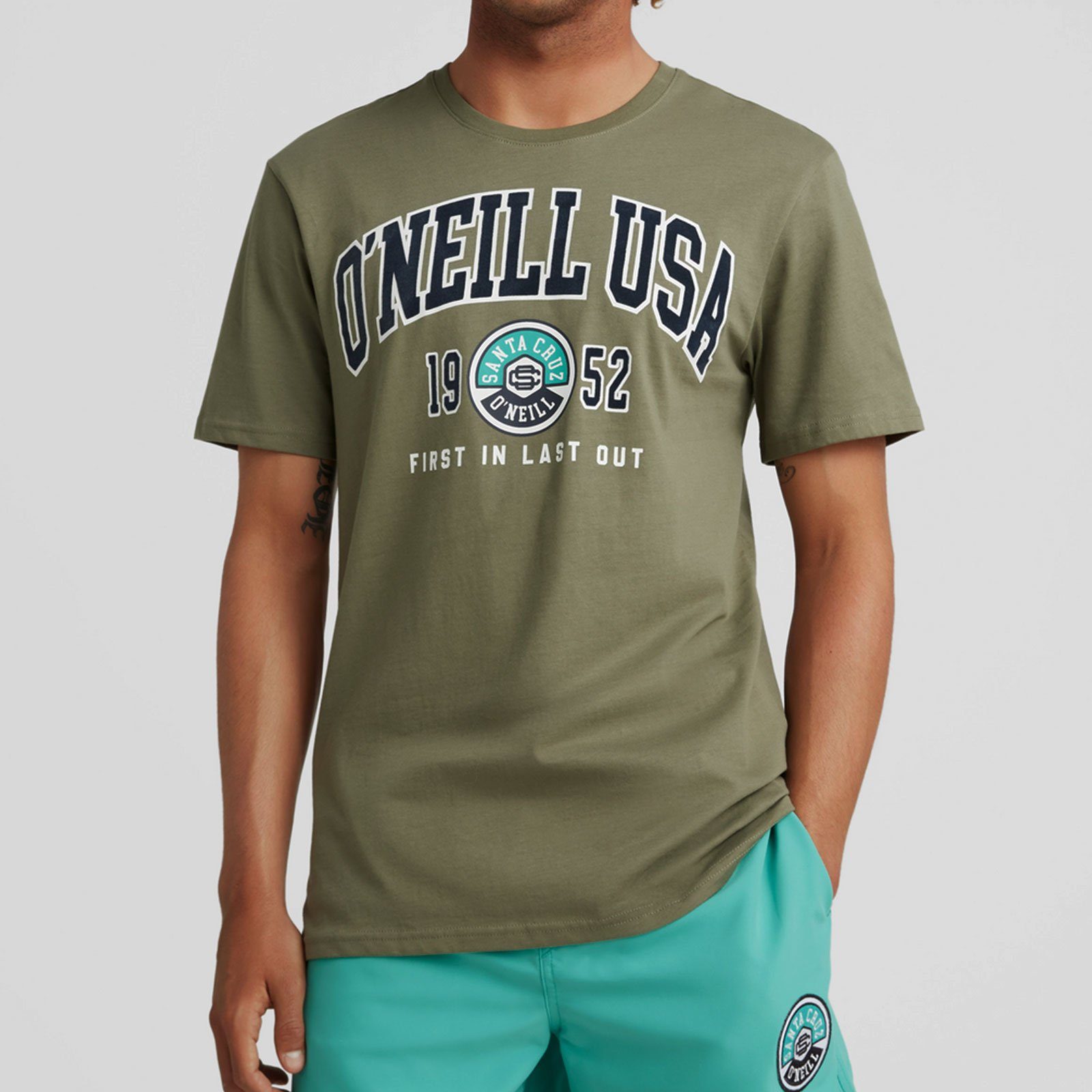 Surf Flock-Print 16011 green State mit lichen O'Neill großem deep T-Shirt