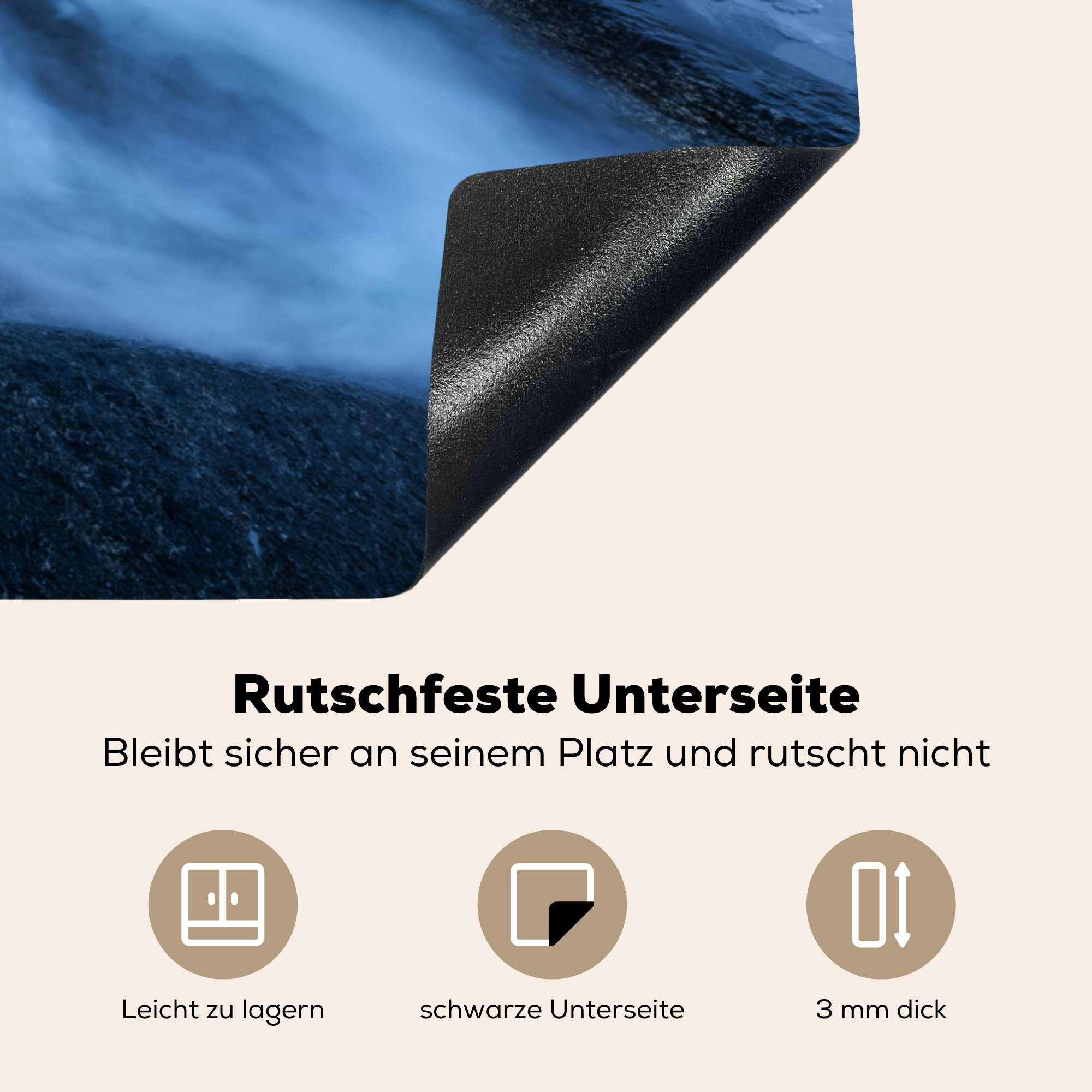 Nordlichter Vinyl, - Berg Herdblende-/Abdeckplatte 78x78 - (1 Schnee MuchoWow tlg), küche Norwegen, - Arbeitsplatte Ceranfeldabdeckung, cm, für