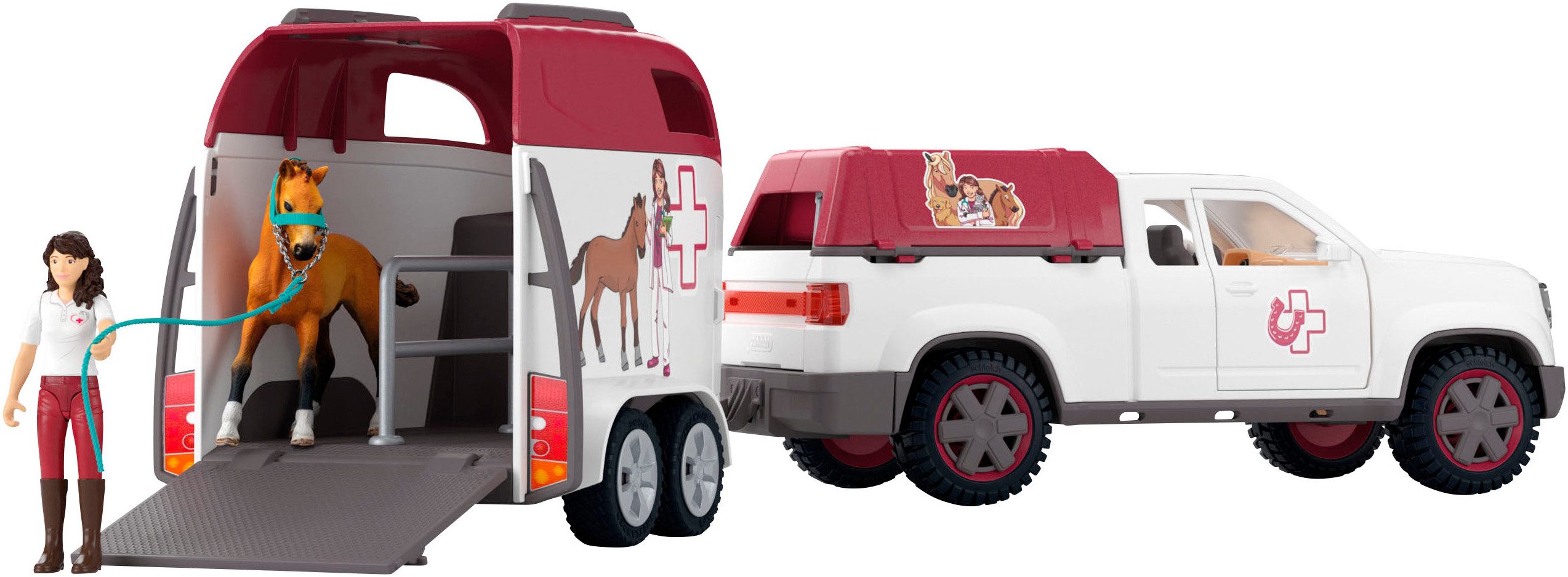 Schleich® Spielzeug-Auto HORSE CLUB, Mobile Tierärztin mit Anhänger (42704) günstig online kaufen
