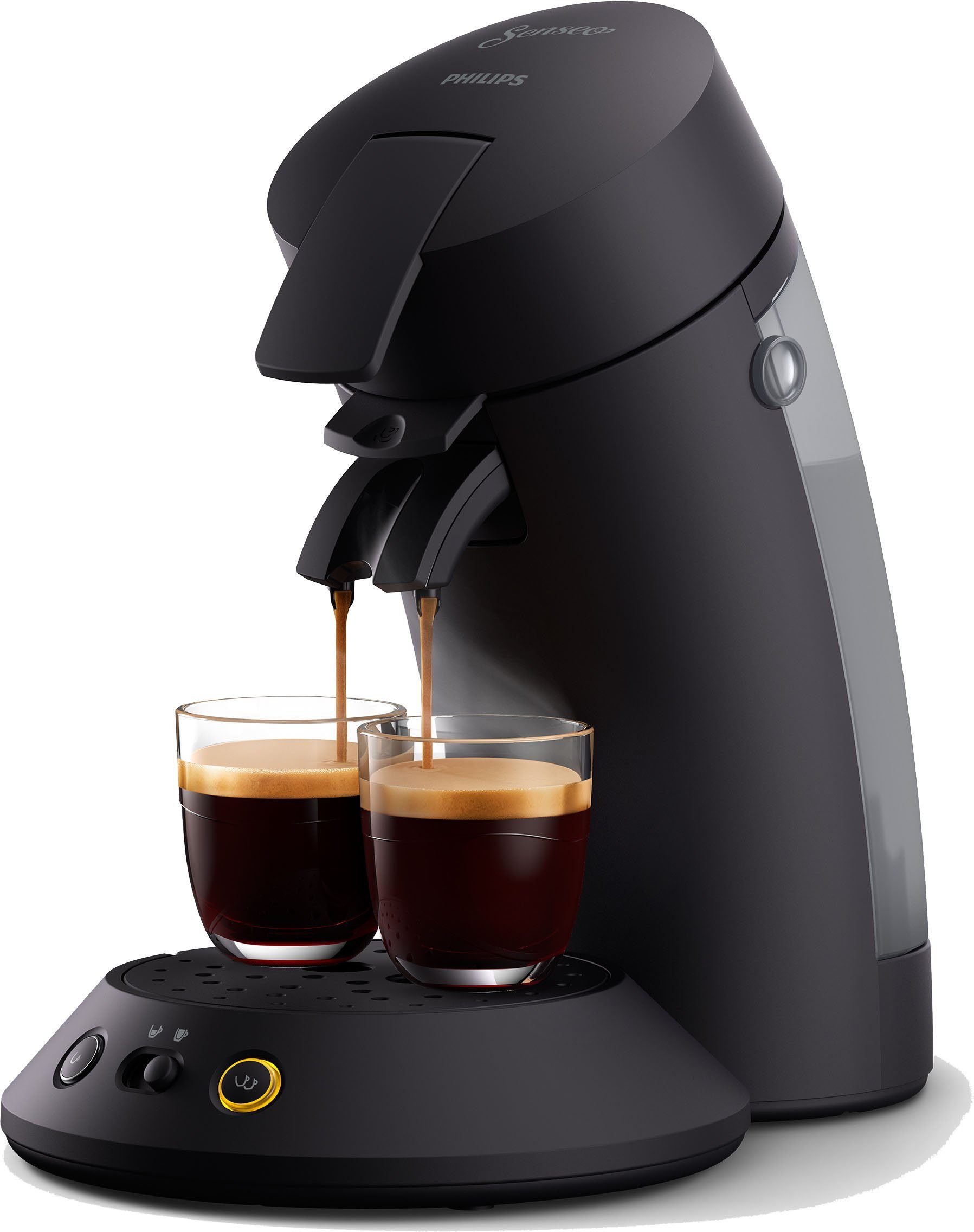 210/60, 2 Plus Kaffeepadmaschine mit mattschwarz und 28% Original aus recyceltem Plastik Kaffeespezialitäten, Senseo Philips CSA