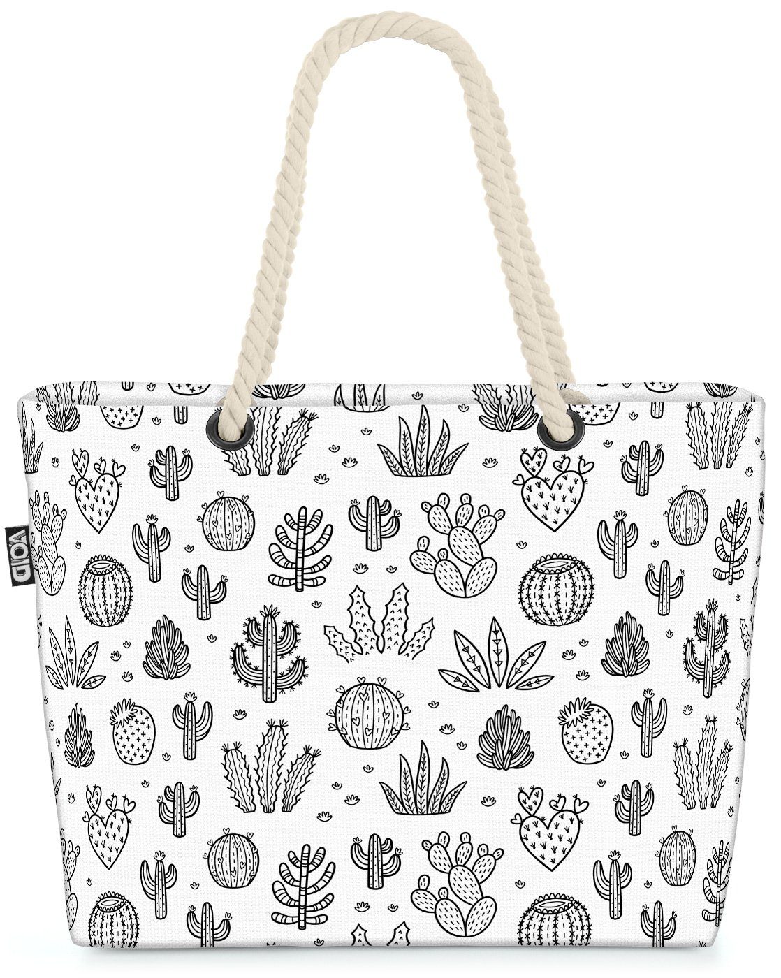VOID Strandtasche (1-tlg), Kakteen Zeichnung Beach Bag Kaktus Grafik Pflanzen Wüste Savanne Steppe