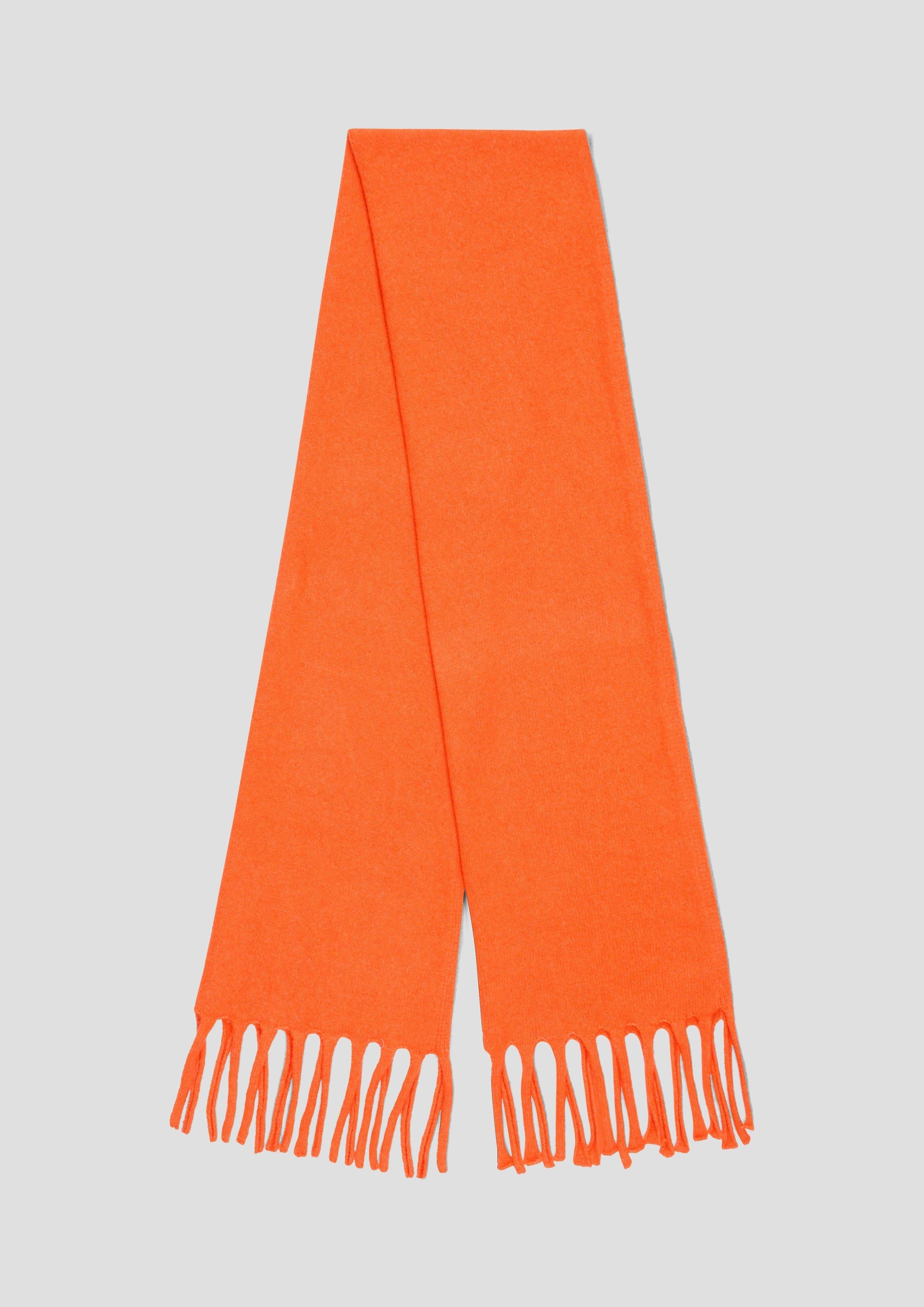 s.Oliver Halstuch Strickschal aus Baumwollmix, Fransen orange