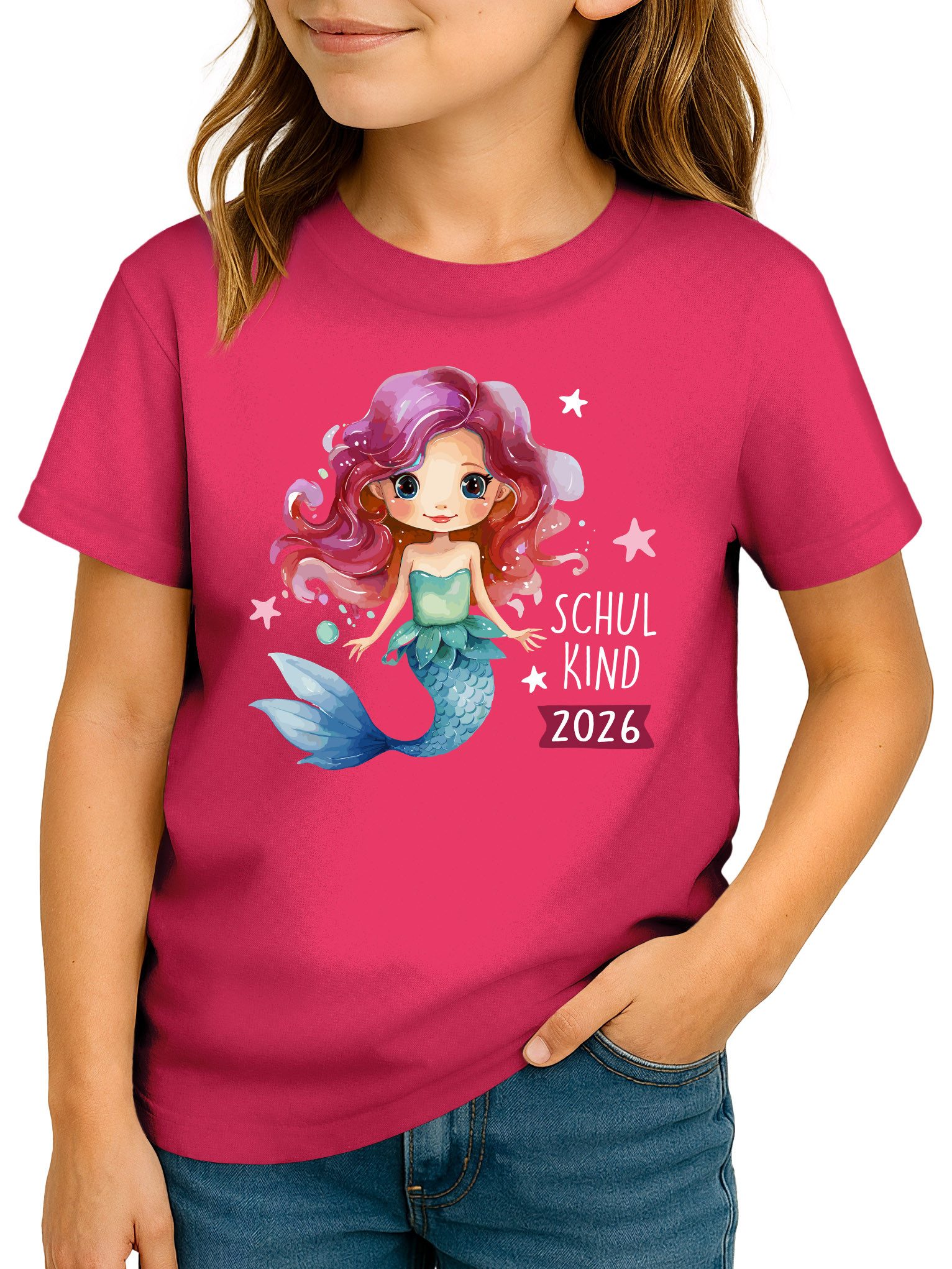 SpecialMe Print-Shirt Mädchen Einschulung T-Shirt 2026 Meerjungfrau – Schulkind 2026 Shirt